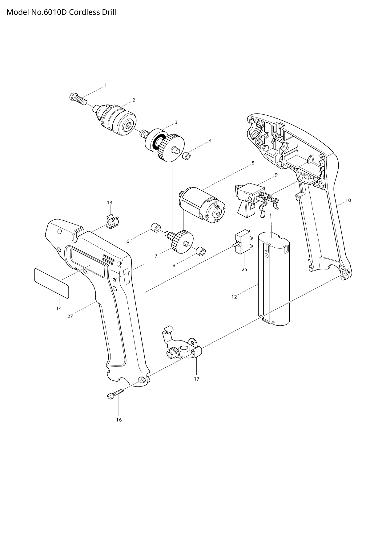 Pièces détachées perceuse - visseuse Makita 6010D