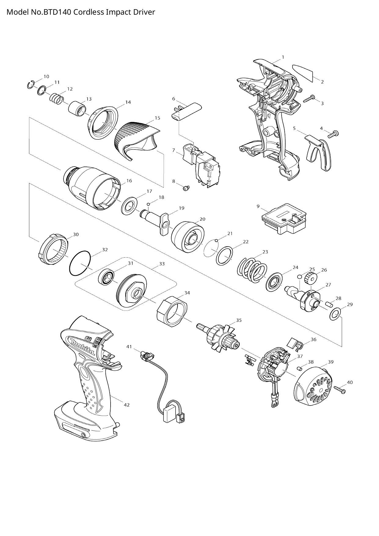 Pièces détachées visseuse à chocs Makita BTD140