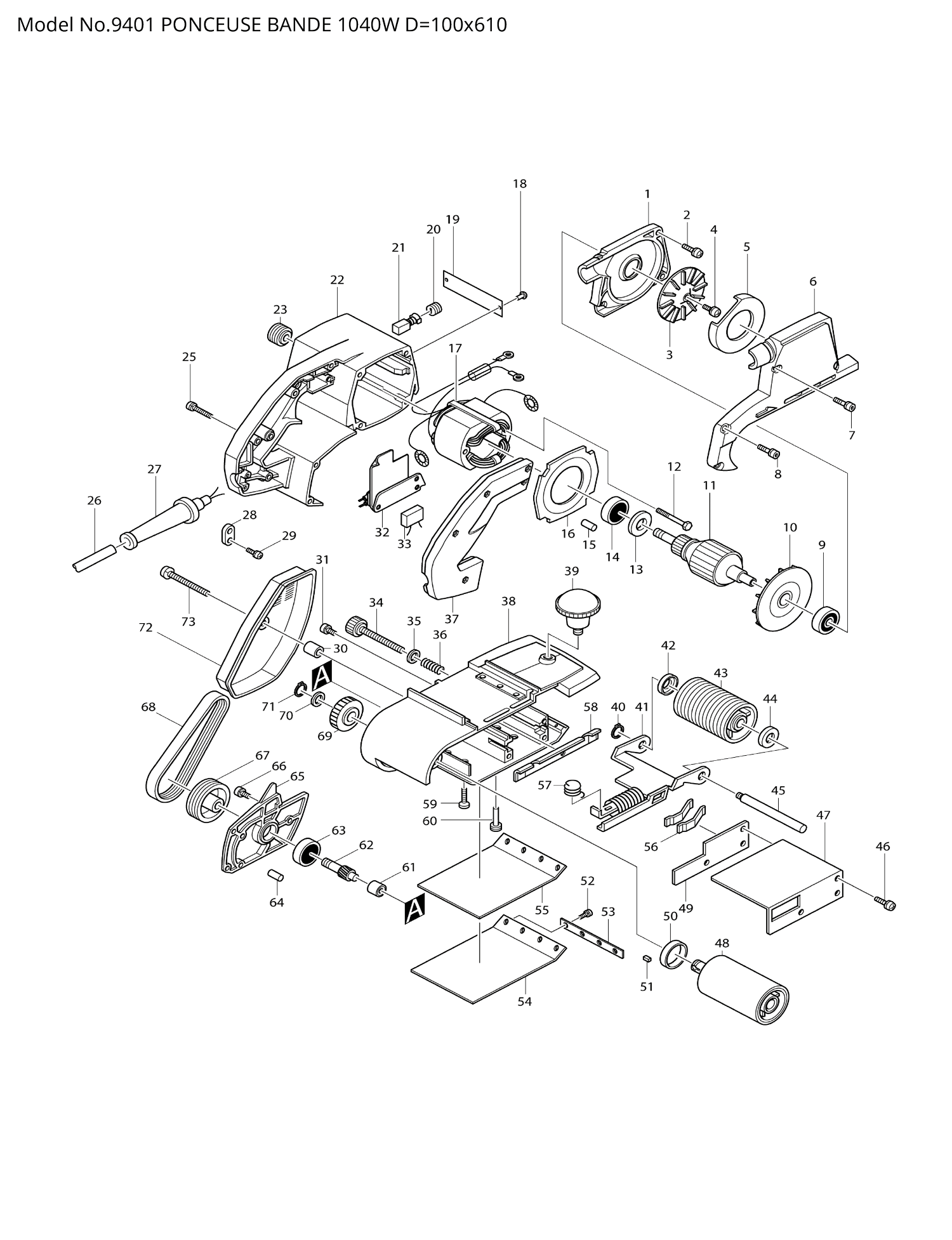 Pièces détachées ponceuse à bande Makita 9401