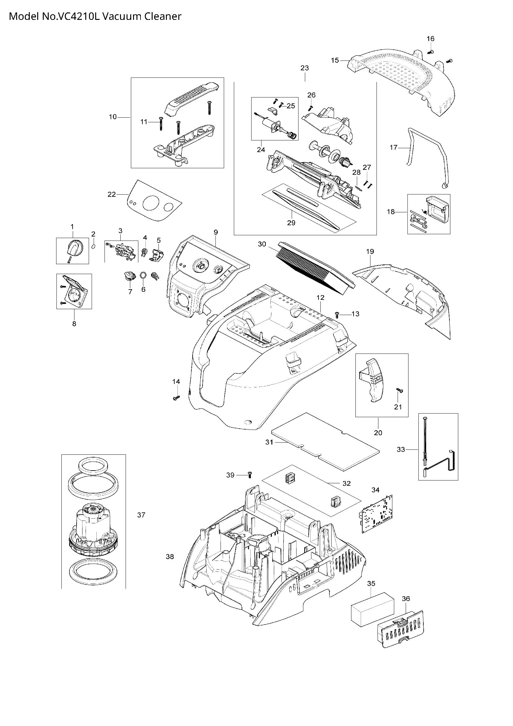 Pièces détachées aspirateur de chantier makita VC4210L