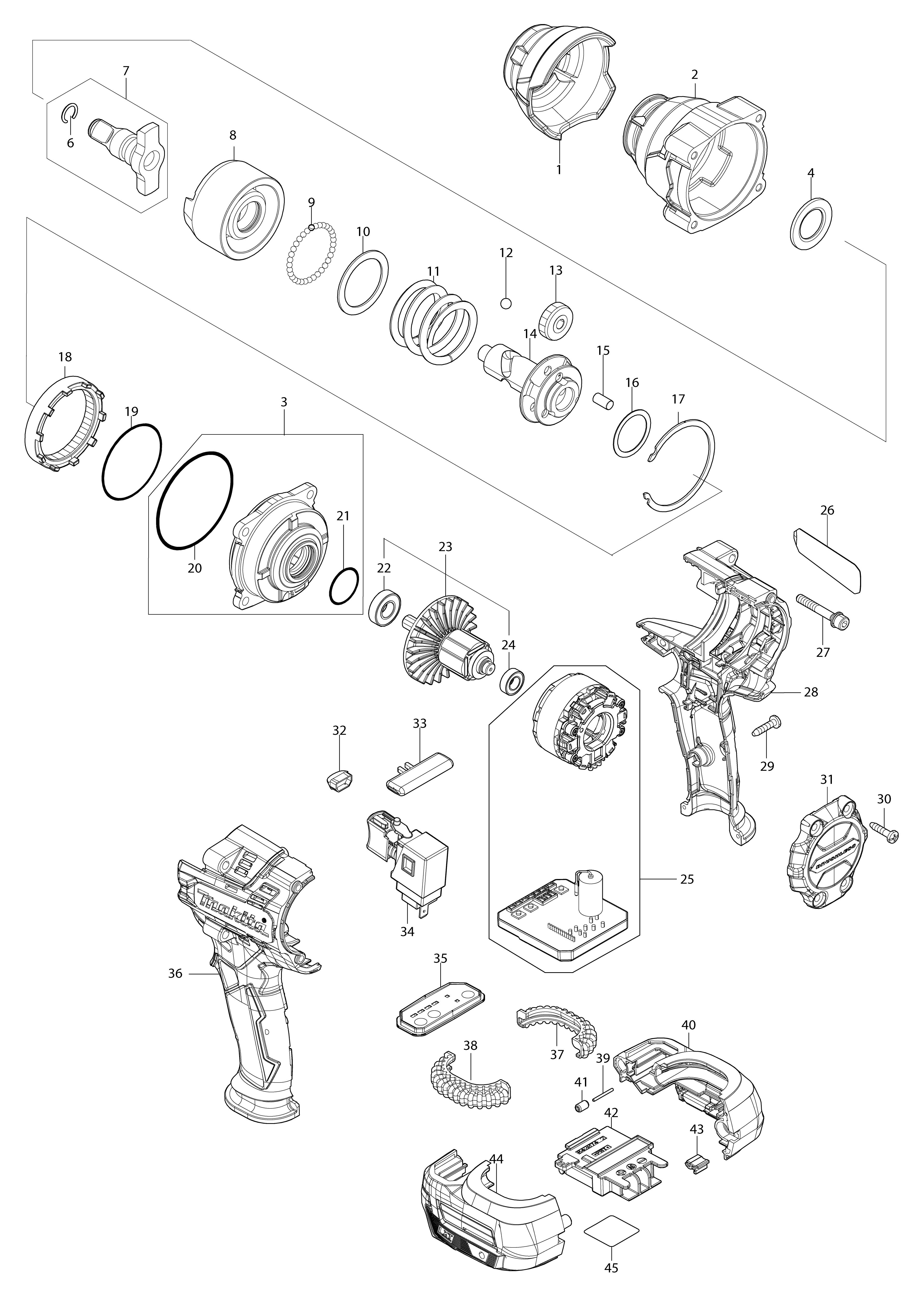 Pièces détachées boulonneuse à chocs makita DTW700