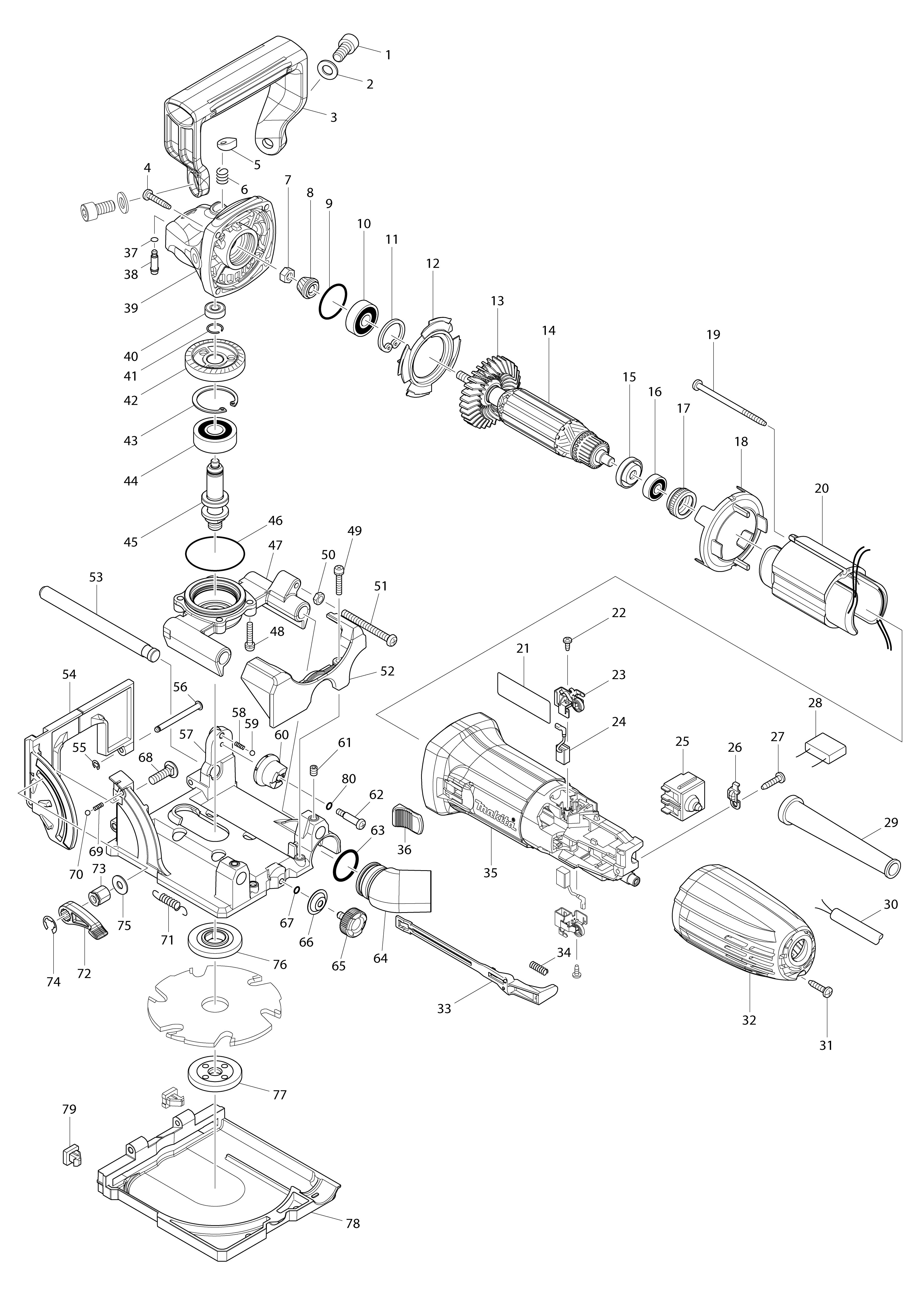 Pièces détachées lamelleuse makita PJ7000