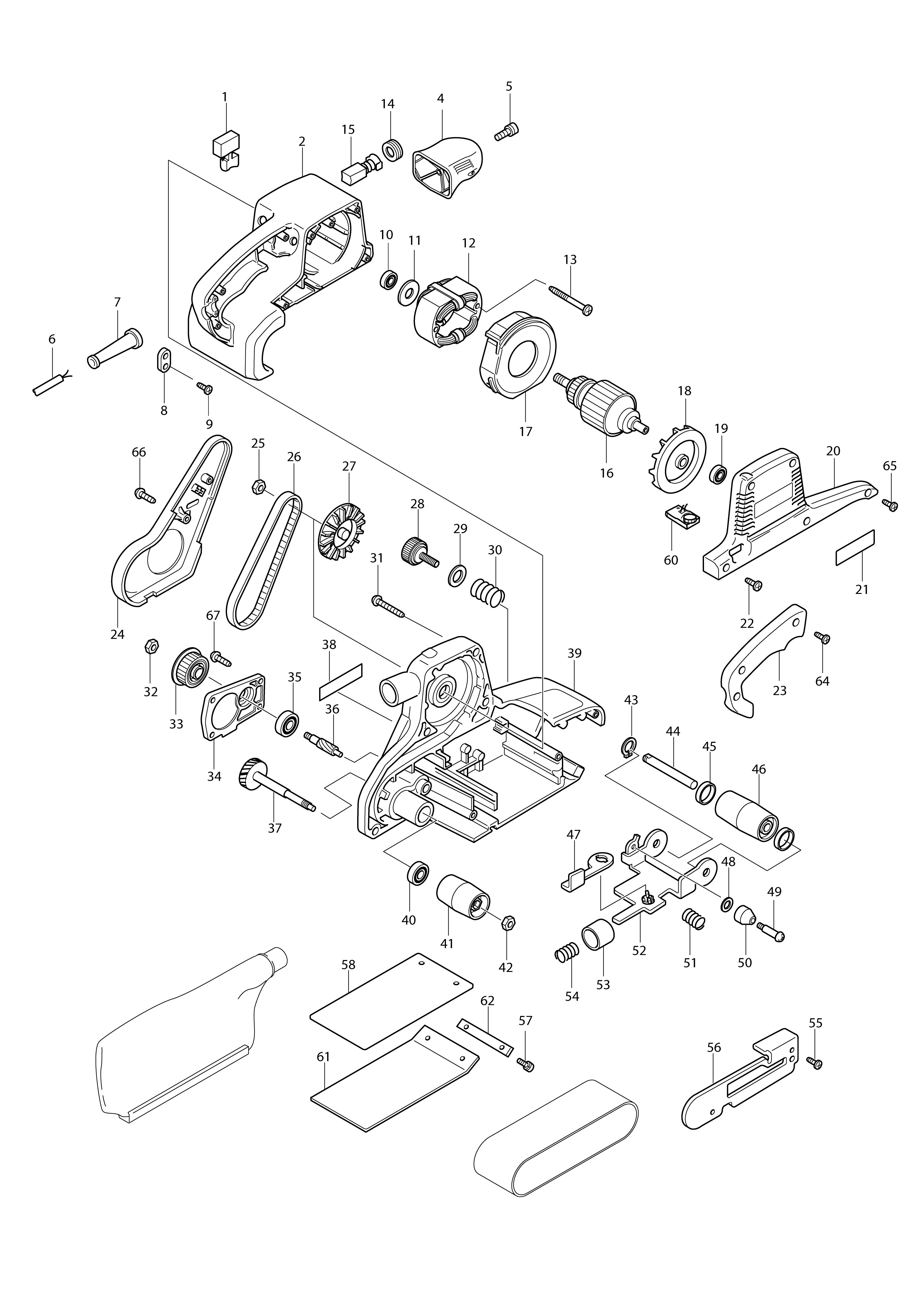 Pièces détachées ponceuse à bande makita 9404