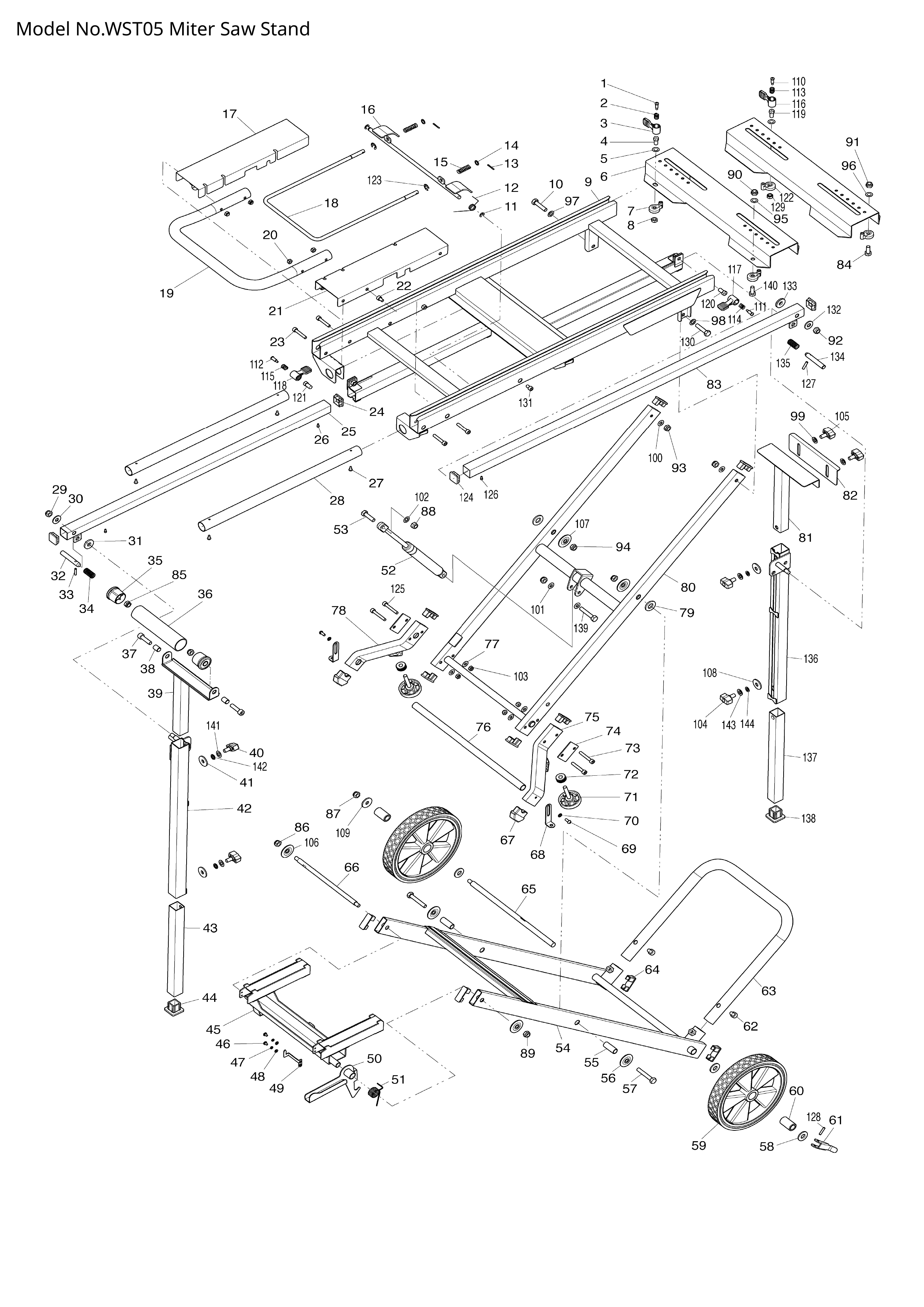 Pièces détachées chariot établi  Makita WST05