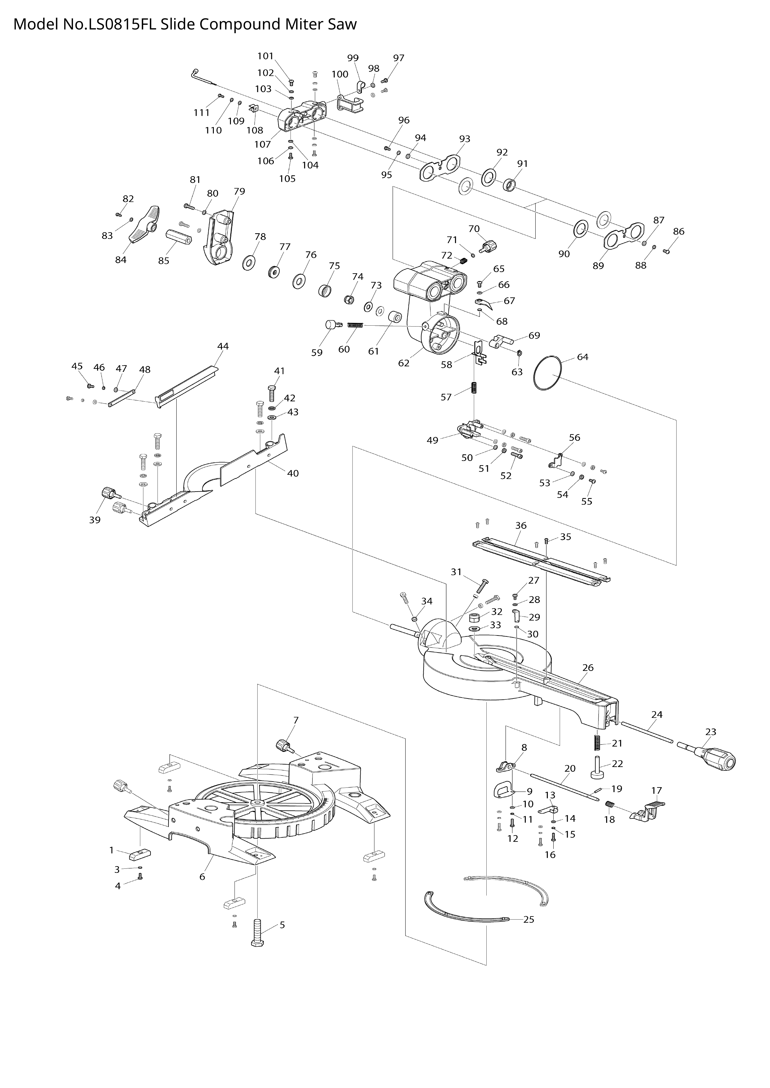 Pièces détachées Scie radiale Makita LS0815FL