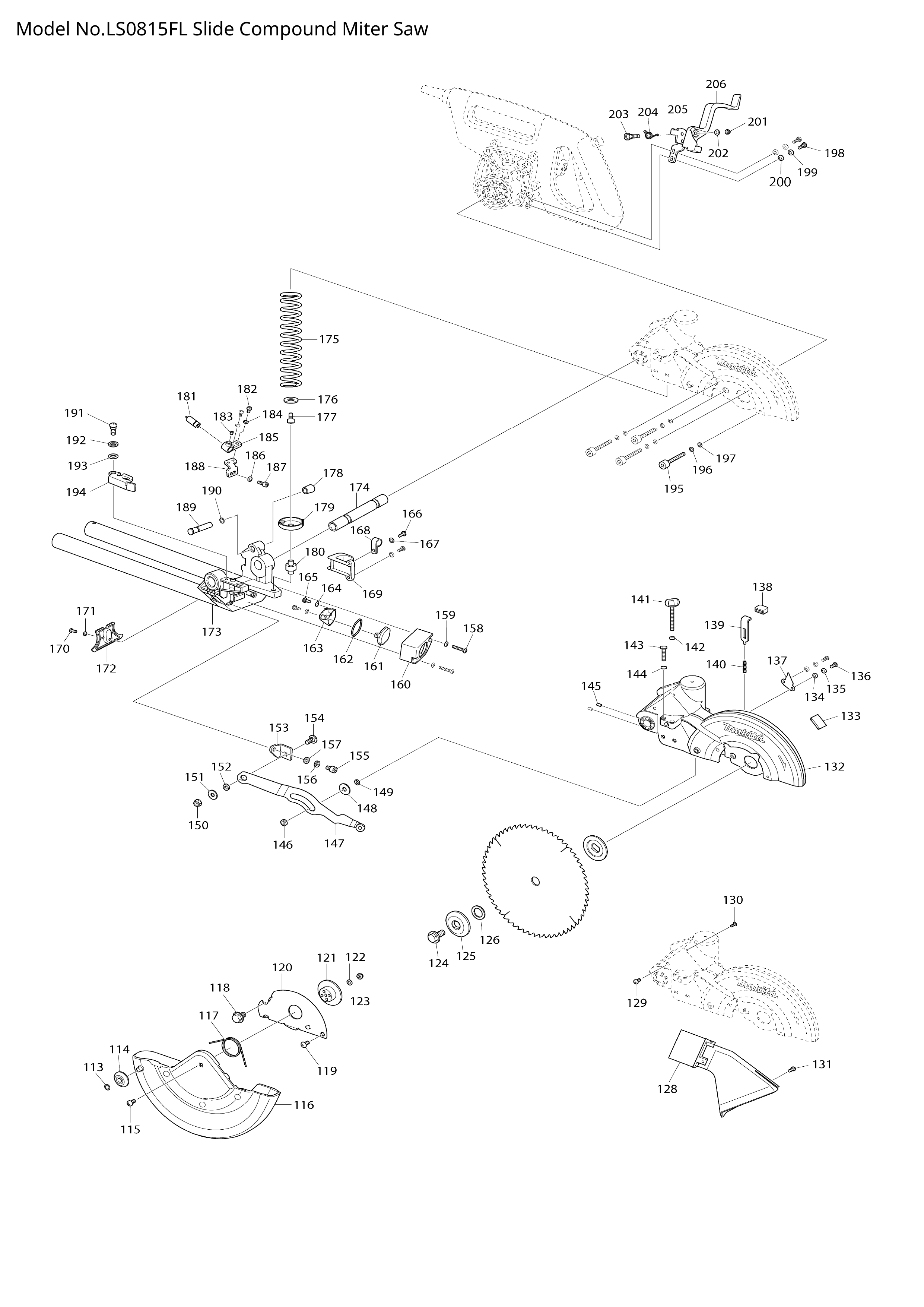 Pièces détachées Scie radiale Makita LS0815FL