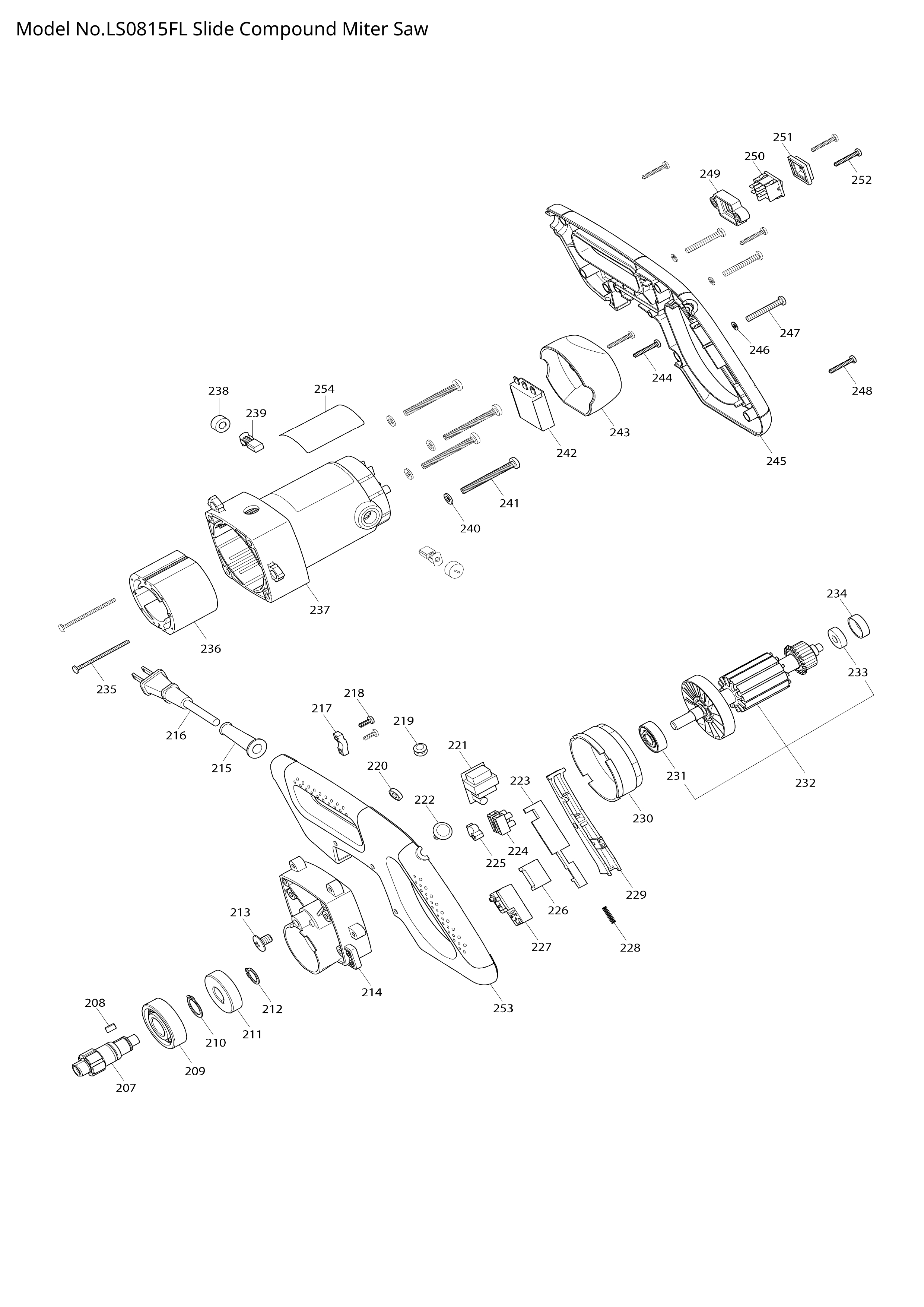 Pièces détachées Scie radiale Makita LS0815FL