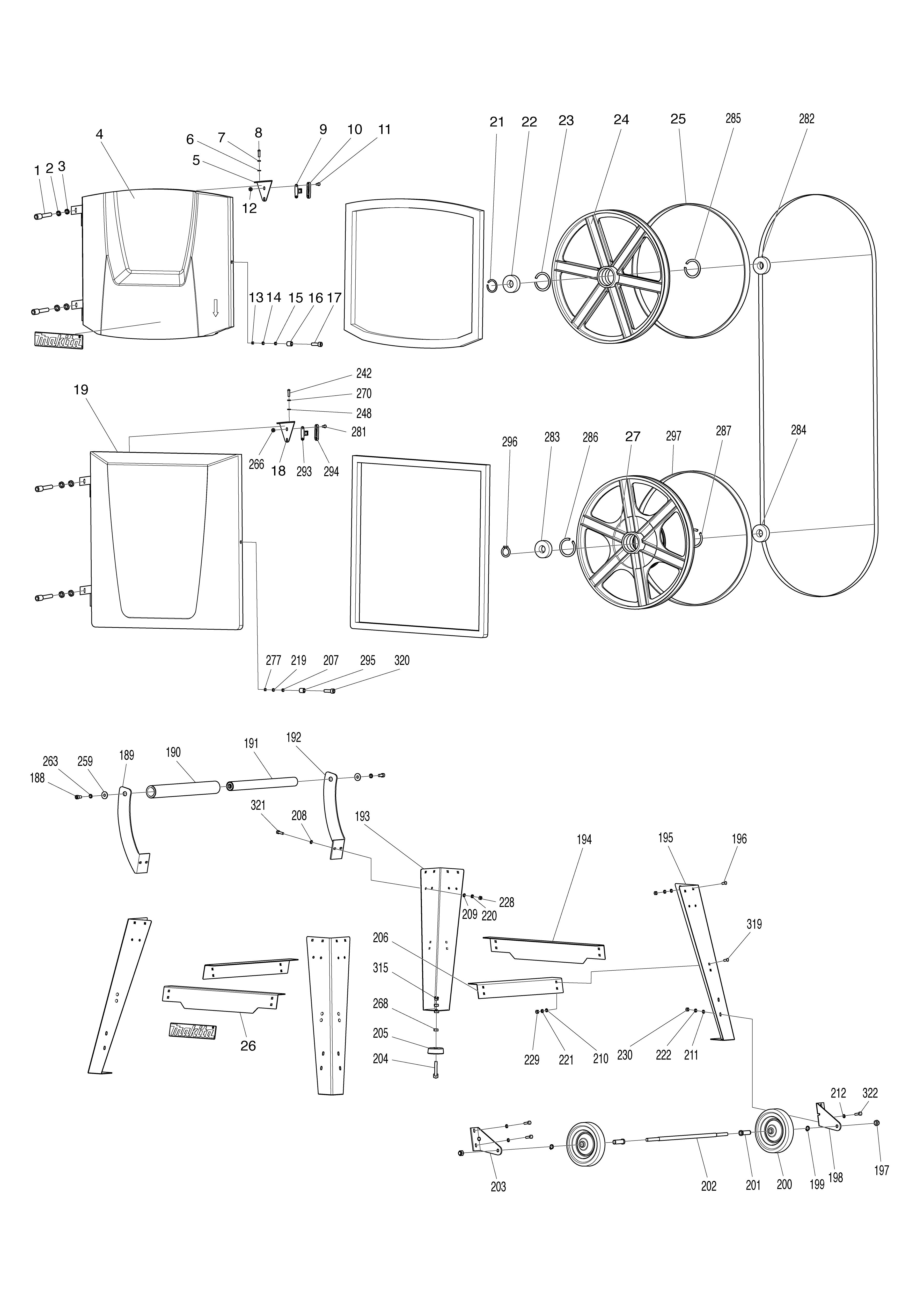 Pièces détachées Scie à ruban Makita LB1200F