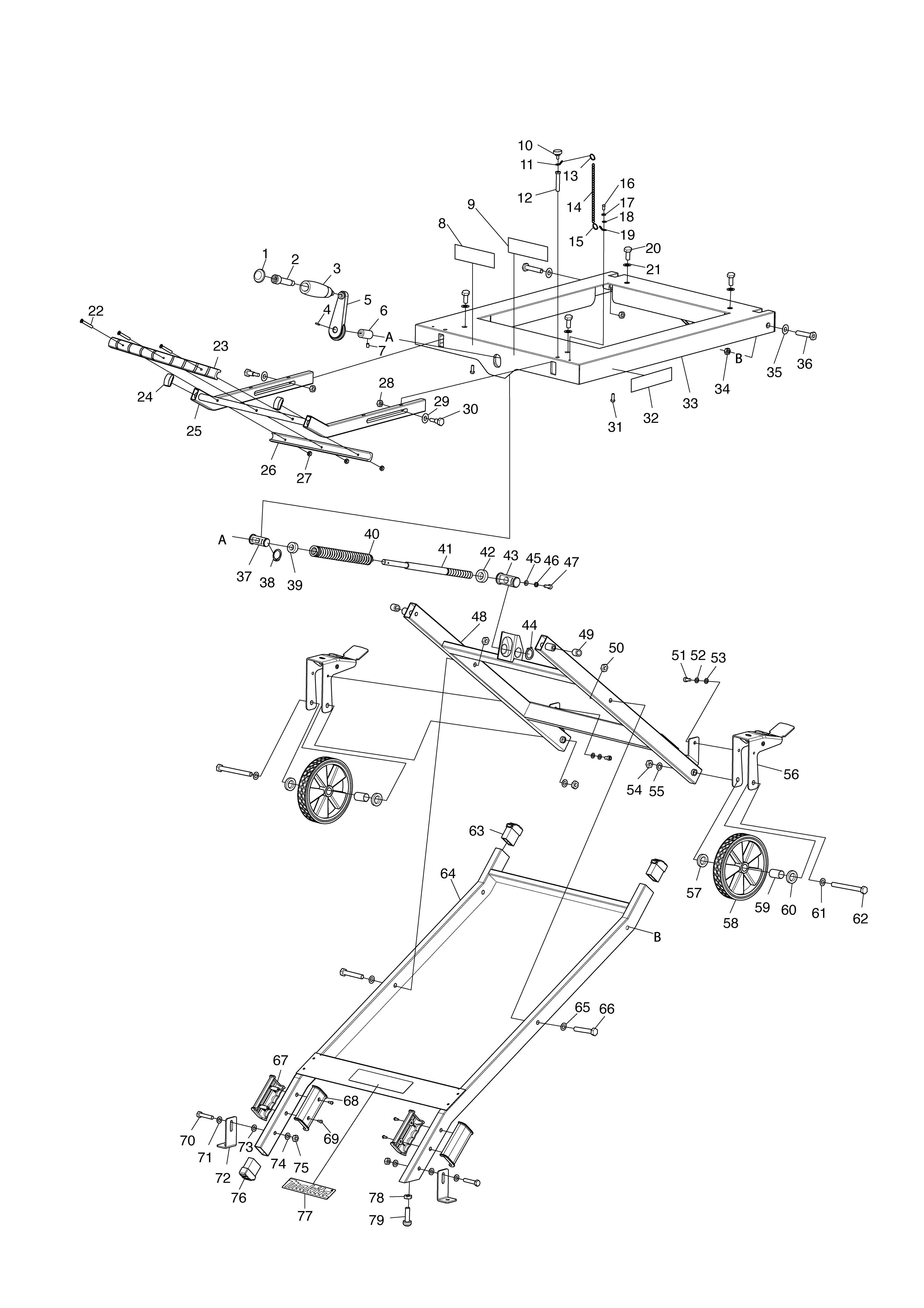 Vue éclatée, pièces détachées Chariot établi Makita WST03