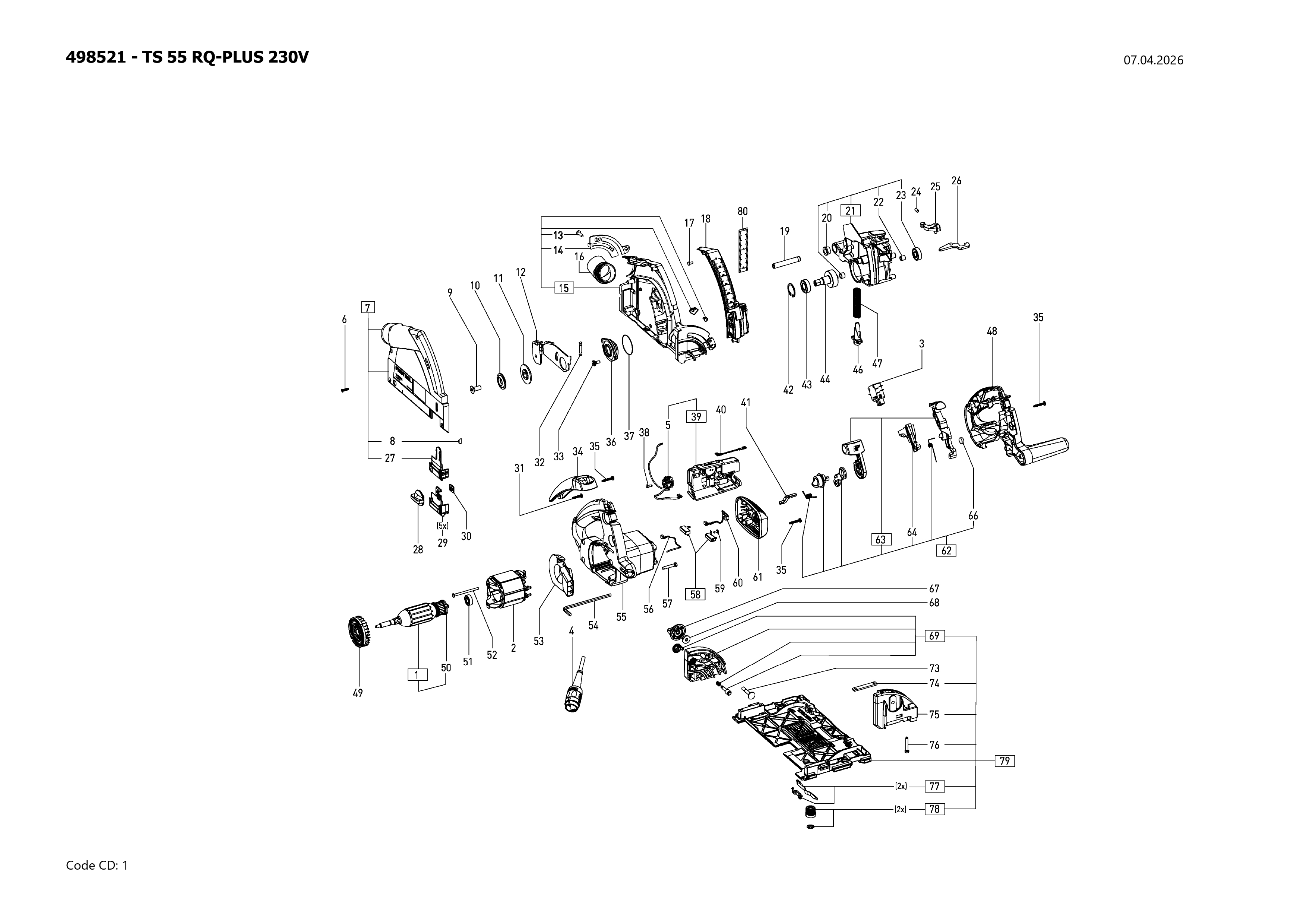 Pièces détachées Scie plongeante Festool TS 55 RQ-PLUS - 498521