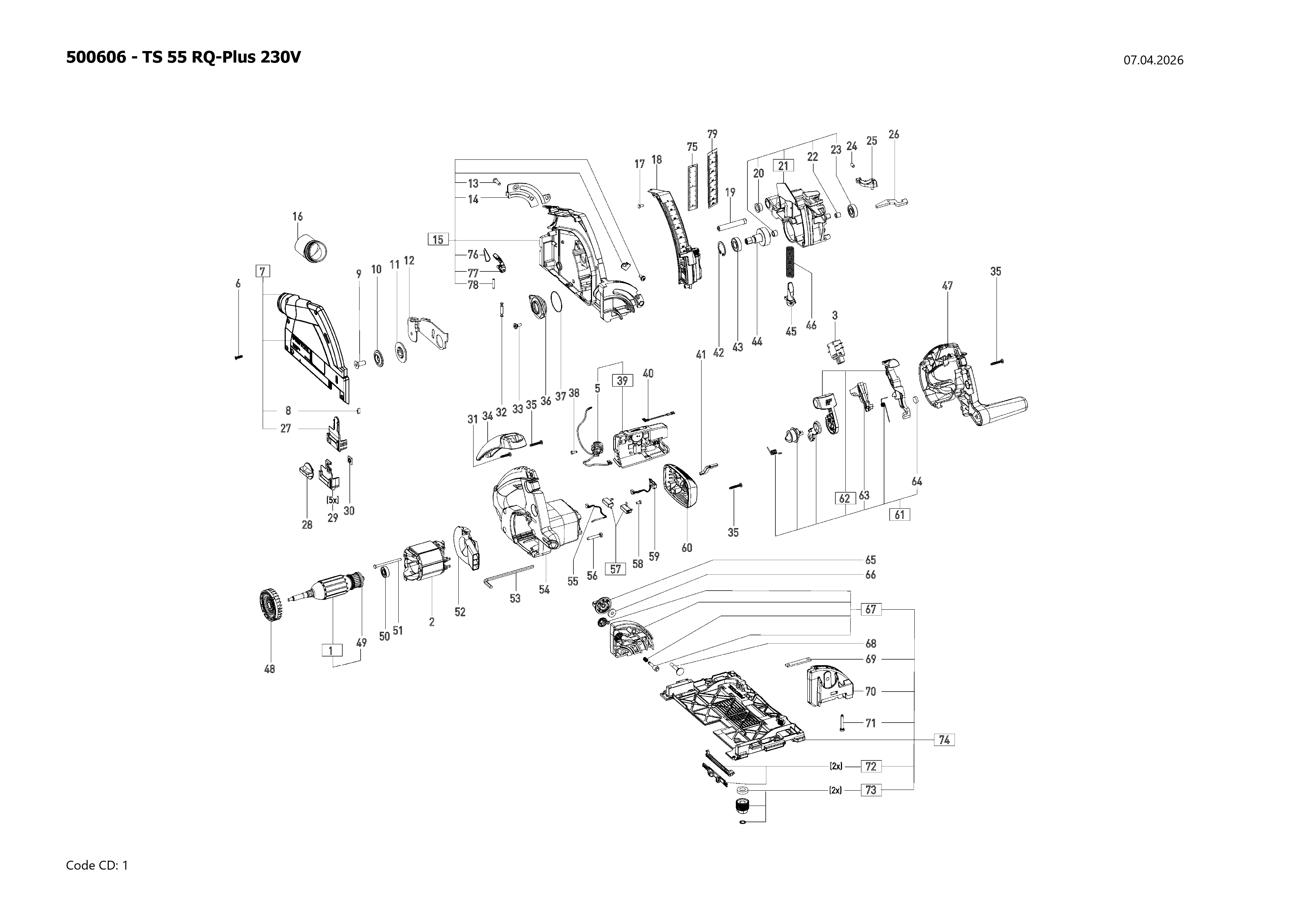 Pièces détachées Scie plongeante Festool TS 55 RQ-Plus - 500606
