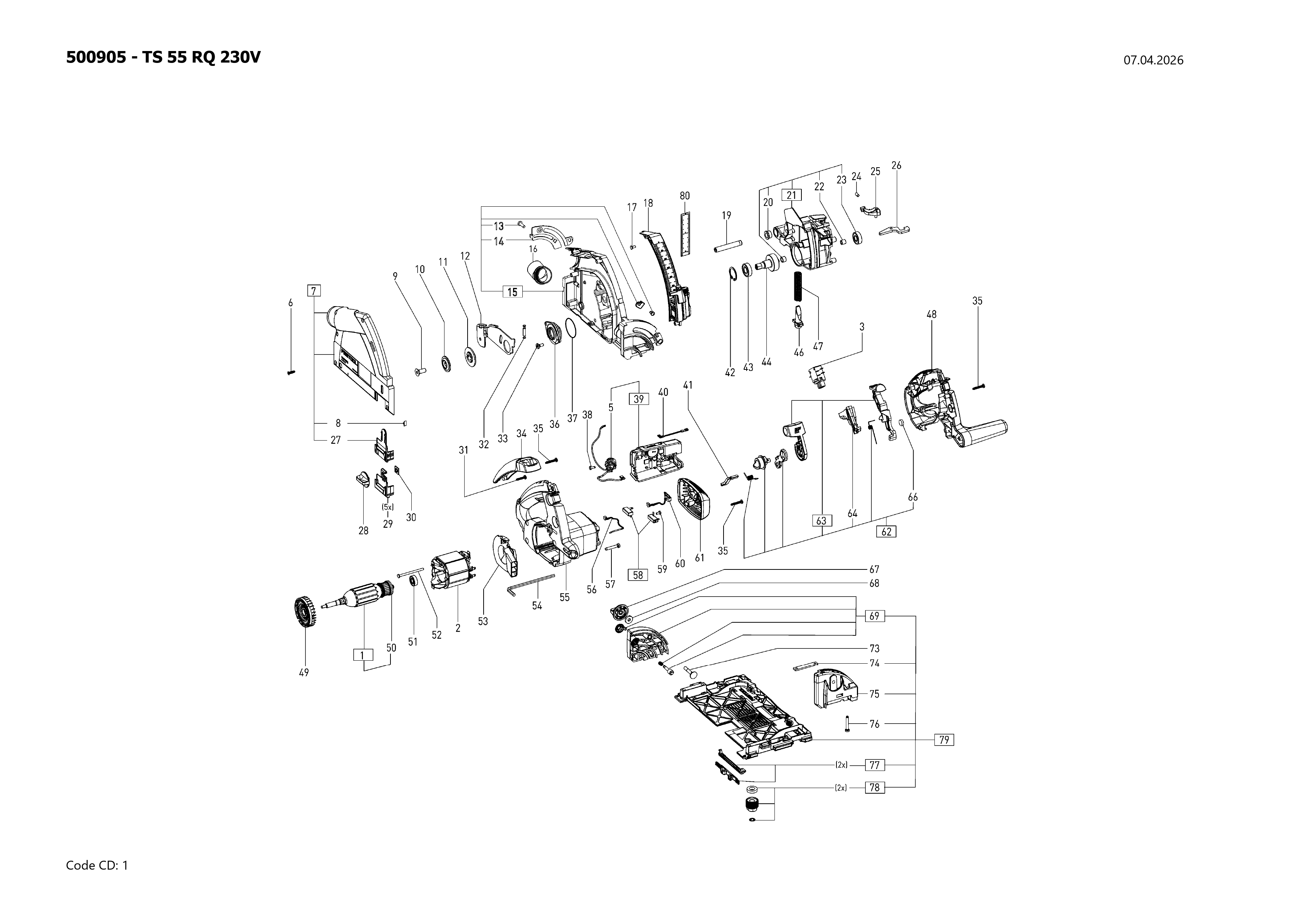 Pièces détachées Scie plongeante Festool TS 55 RQ - 500905