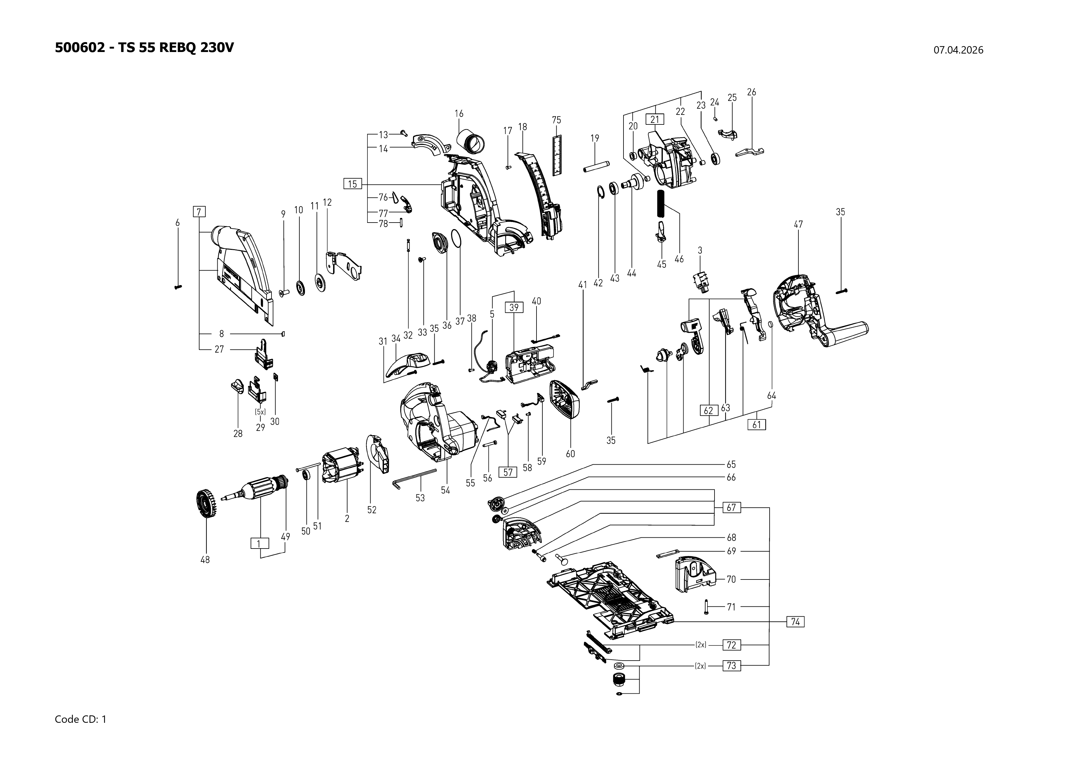 Pièces détachées Scie plongeante Festool TS 55 REBQ - 500602