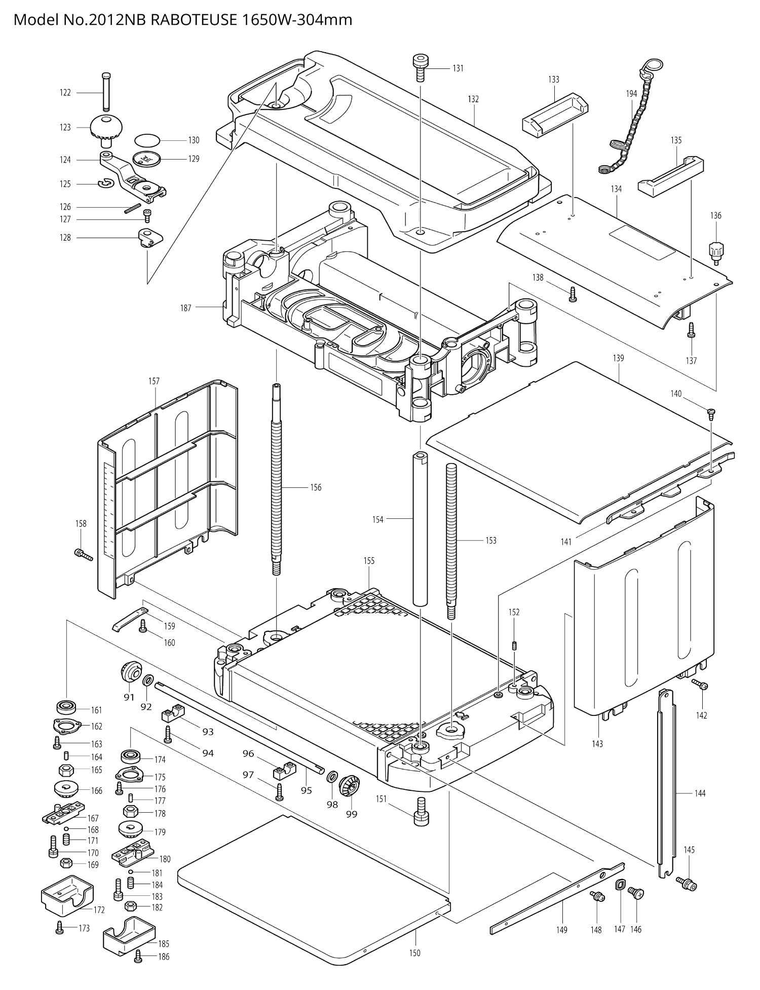 Pièces détachées raboteuse Makita 2012NB