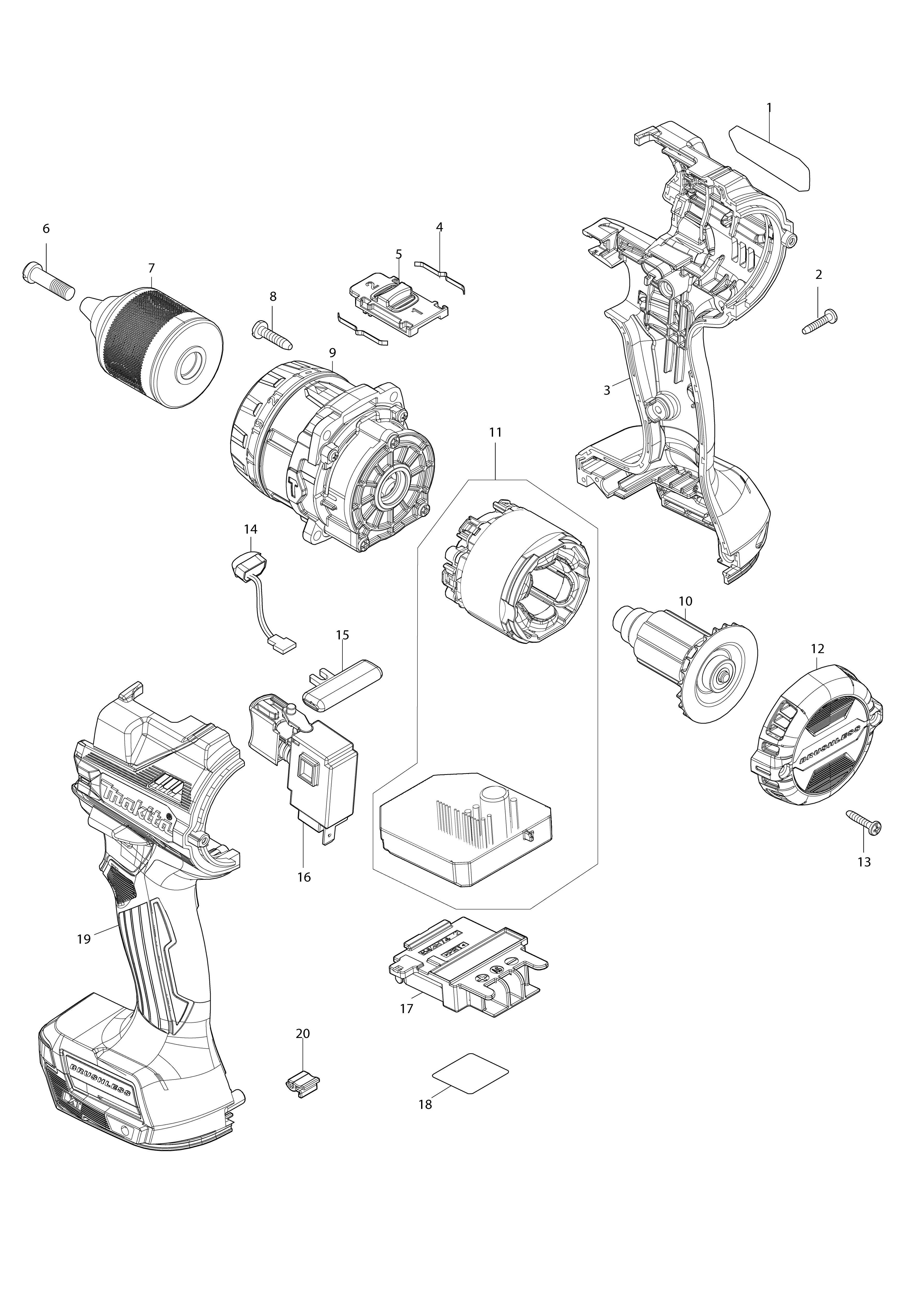 Pièces détachées Perceuse visseuse à percussion Makita DHP492