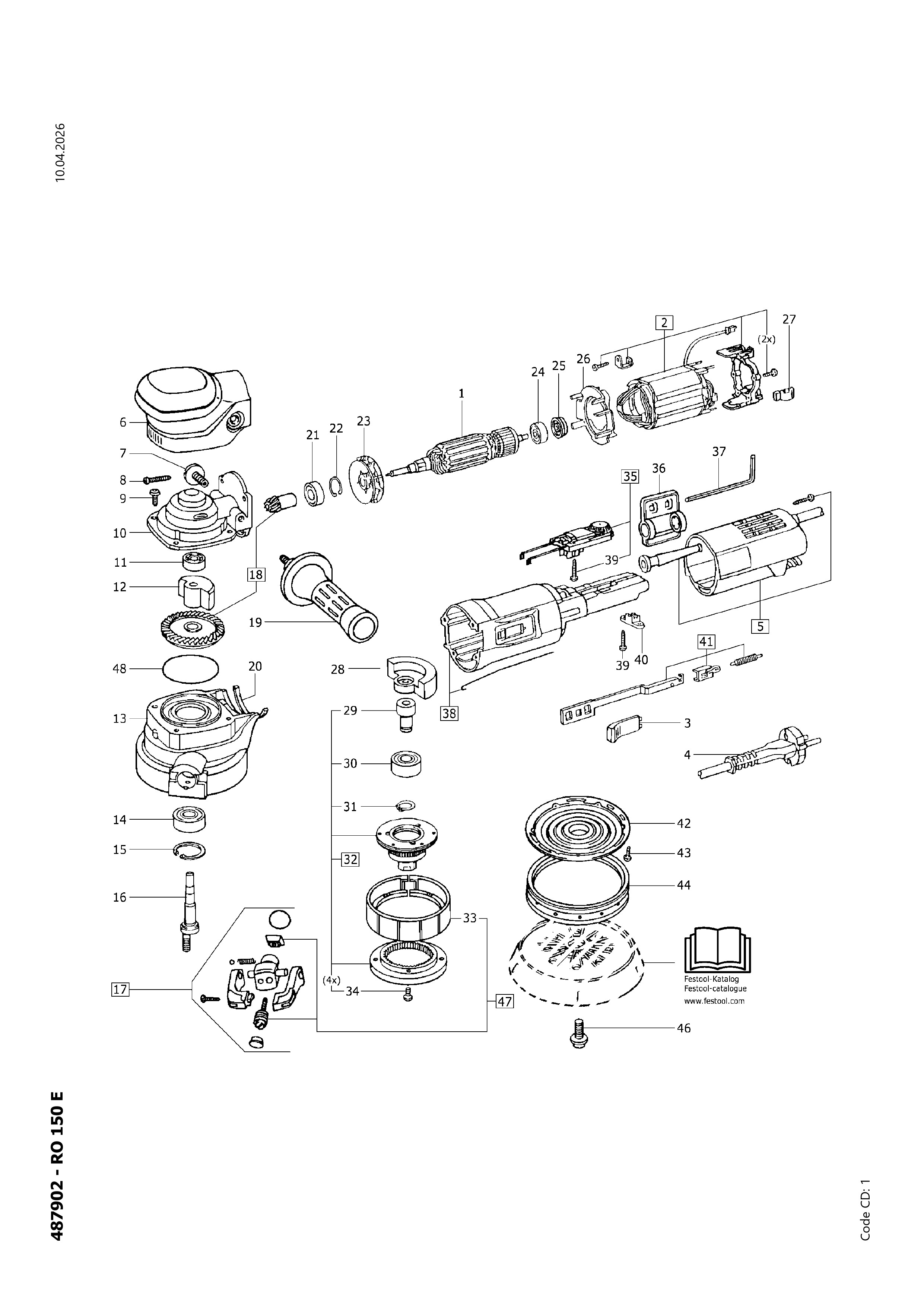 Pièces détachées Ponceuse Festool RO 150 E - 487902
