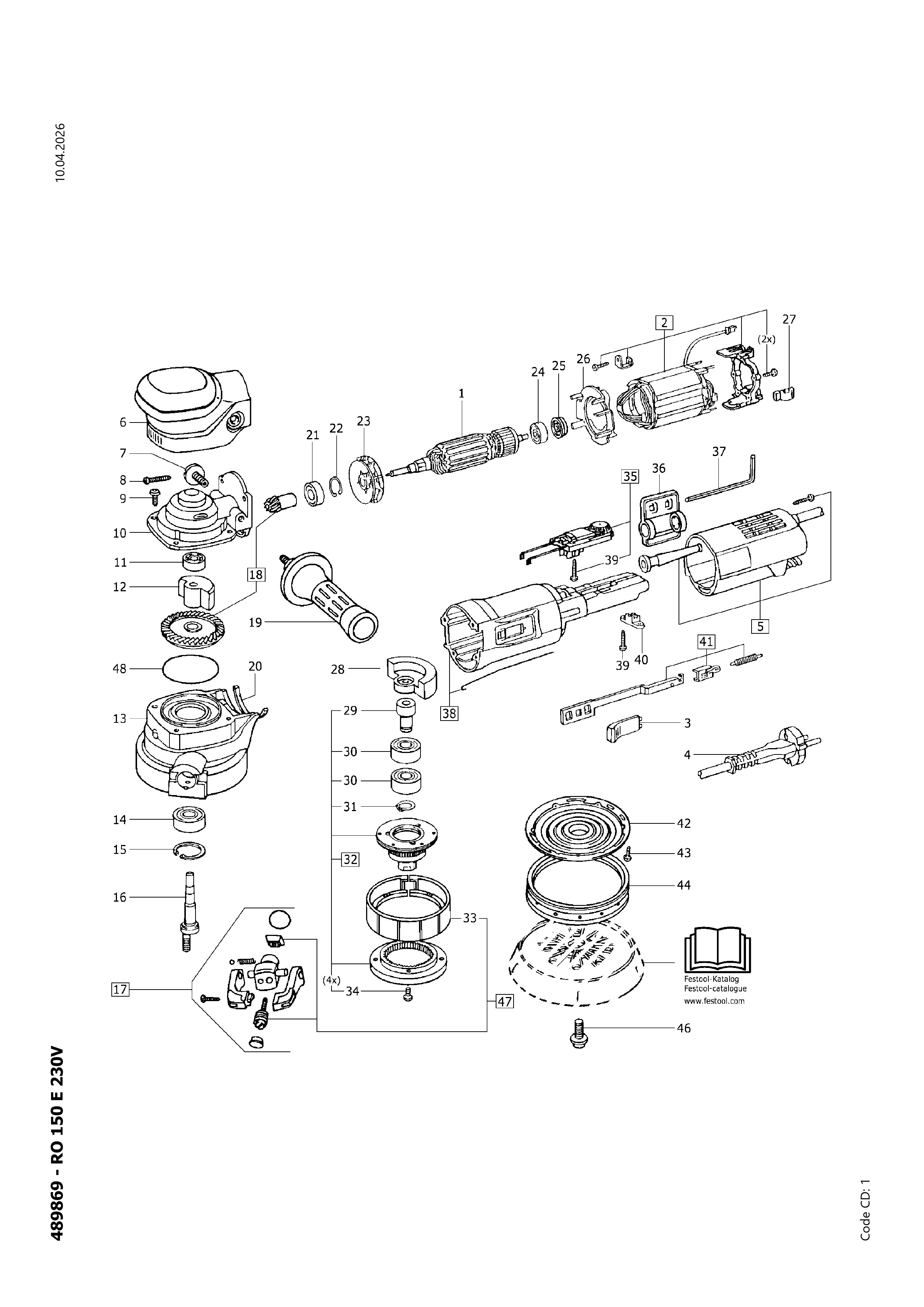 Pièces détachées Ponceuse Festool RO 150 E - 489869