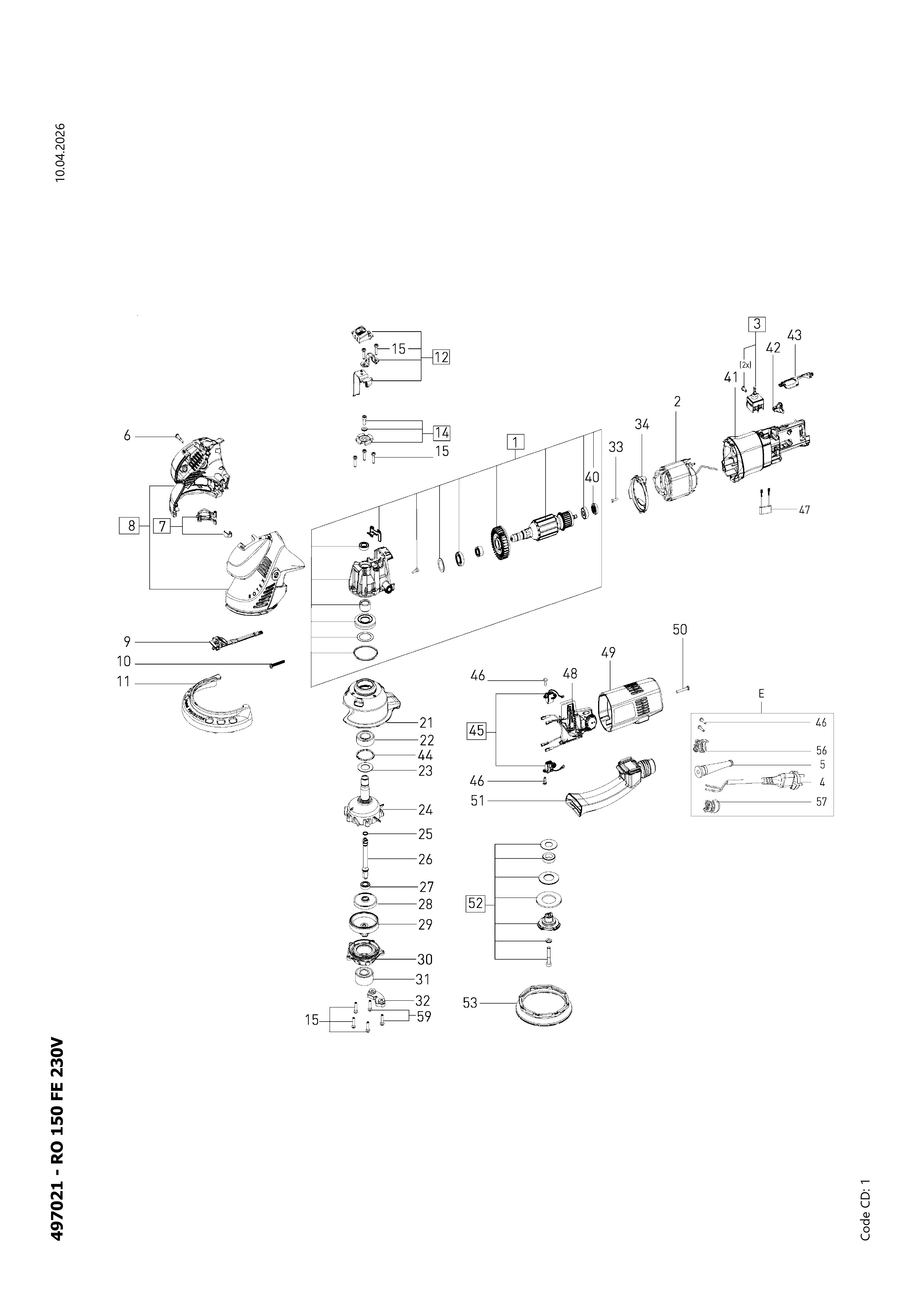 Pièces détachées Ponceuse Festool RO 150 FE - 497021