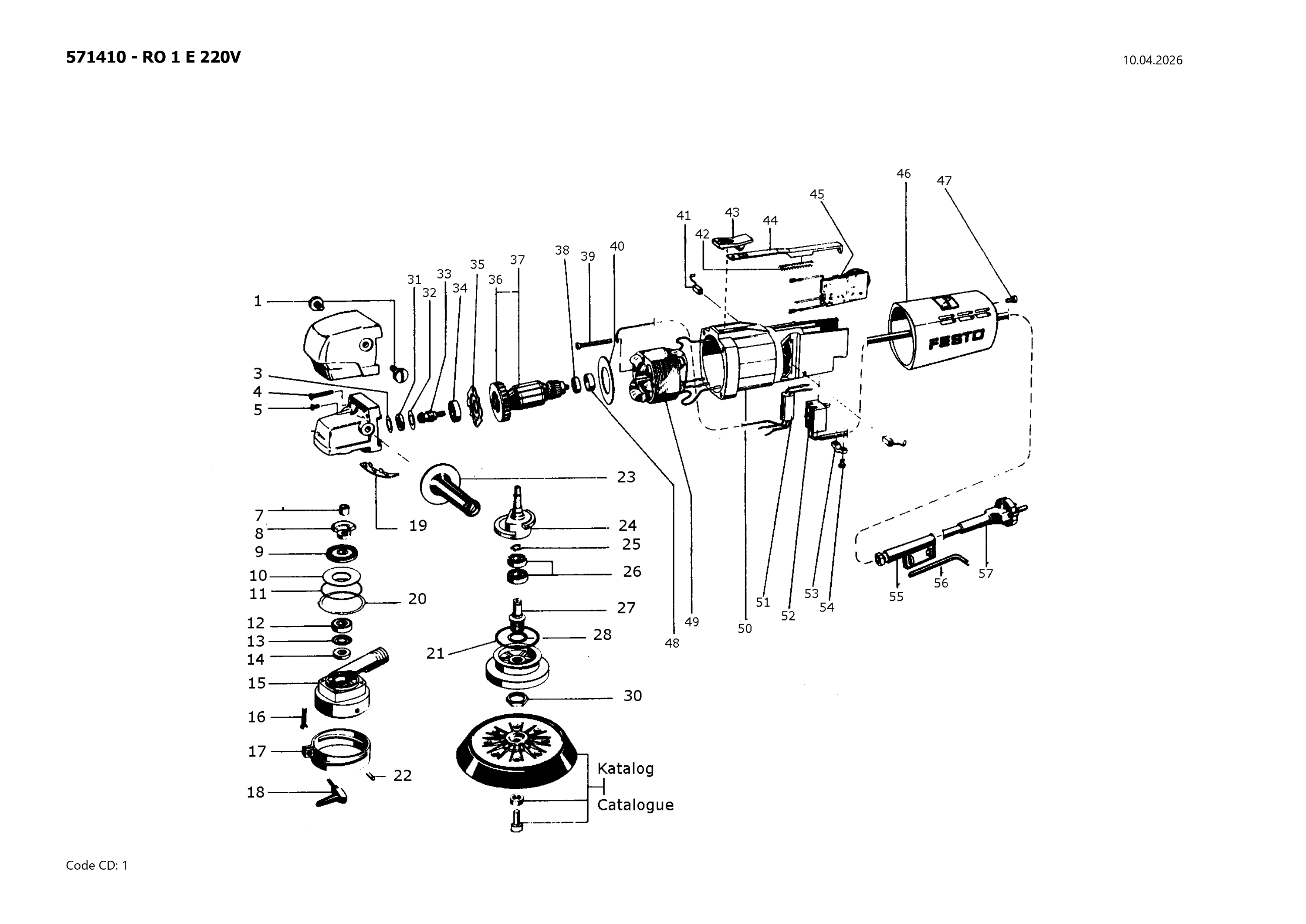 Pièces détachées Ponceuse Festool RO 1 E - 571410