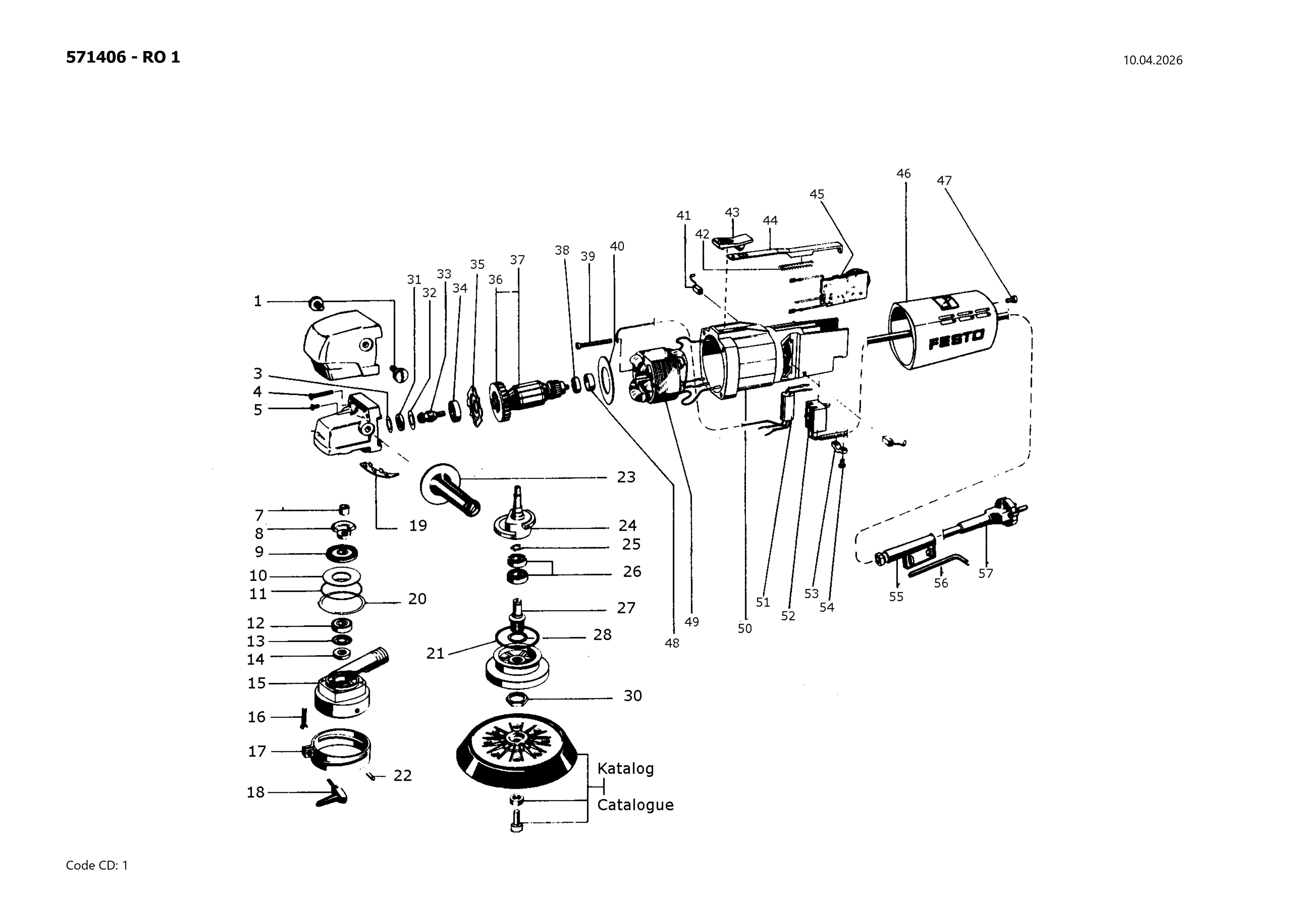 Pièces détachées Ponceuse Festool RO 1 - 571406