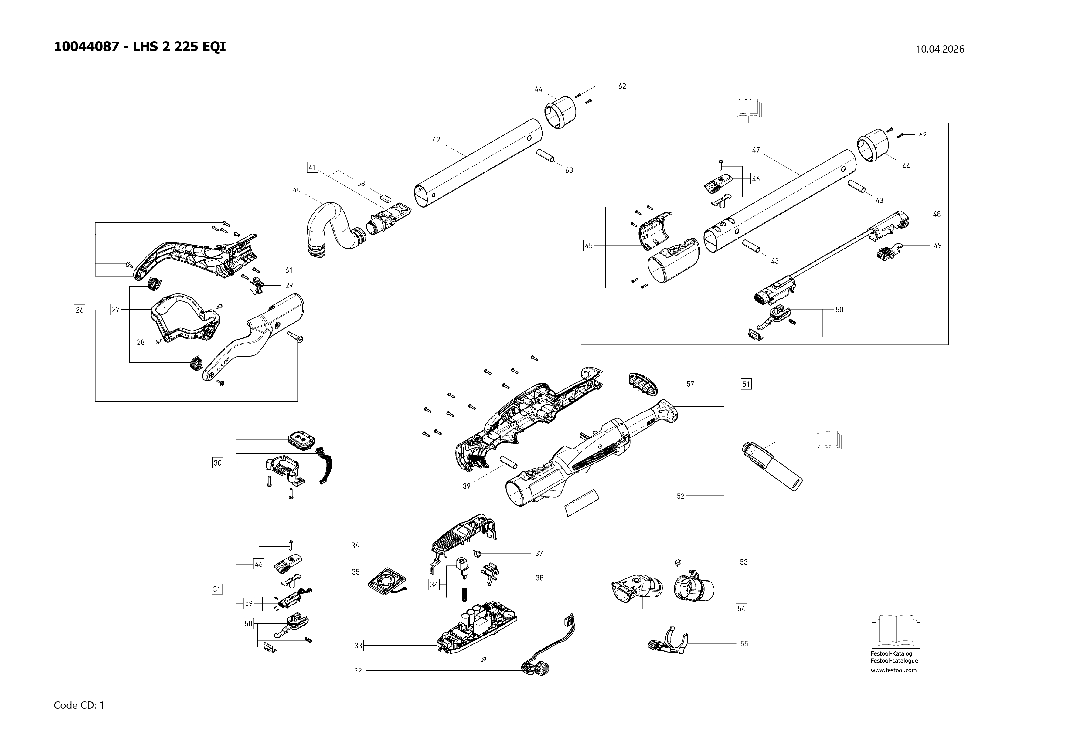 Pièces détachées Ponceuse à bras Festool LHS 2 225 EQI - 10044087