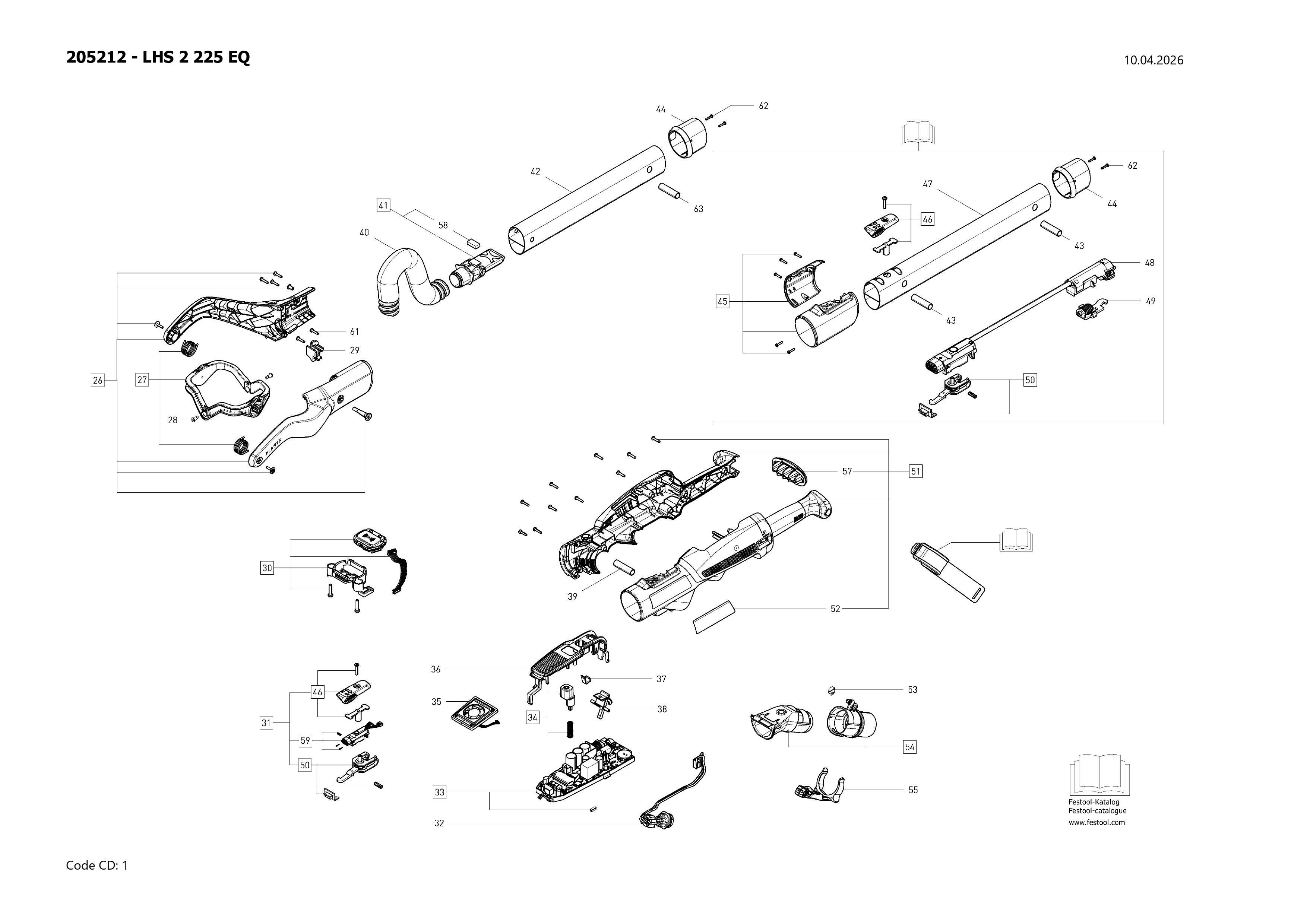 Pièces détachées Ponceuse à bras Festool LHS 2 225 EQ - 205212