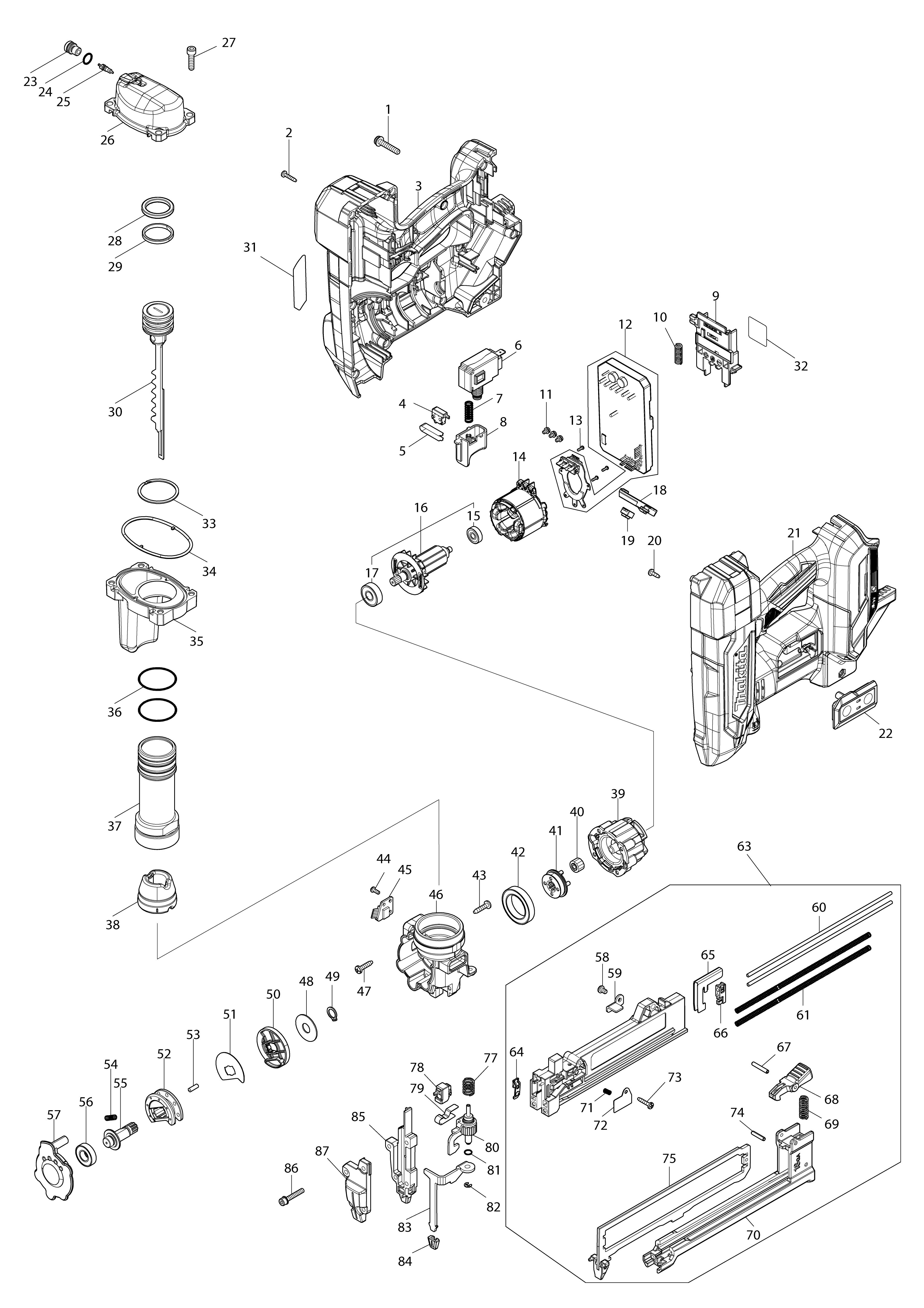 Pièces détachées Agrafeuse Makita DST630