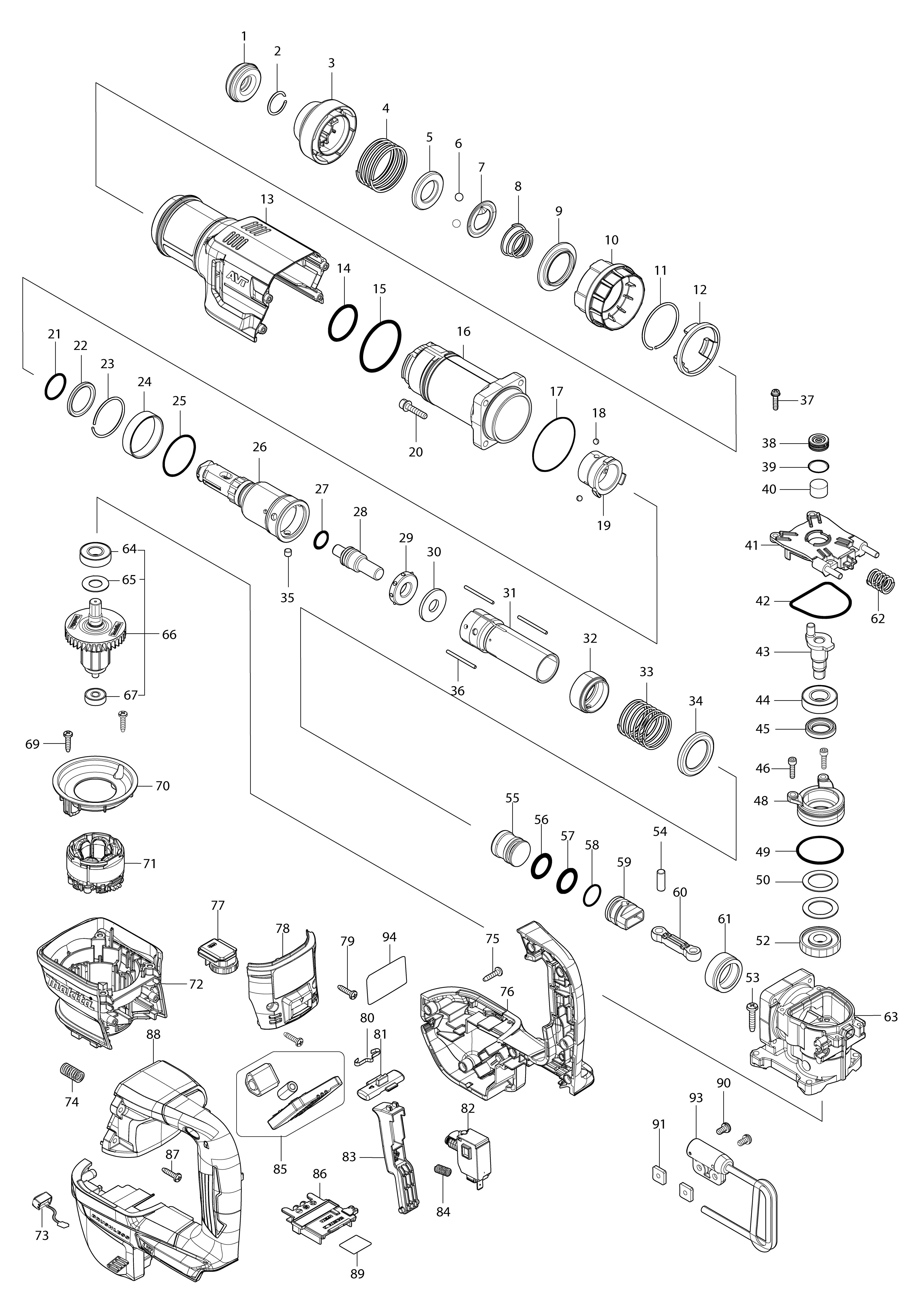 Pièces détachées Piqueur sds-plus Makita DHK180