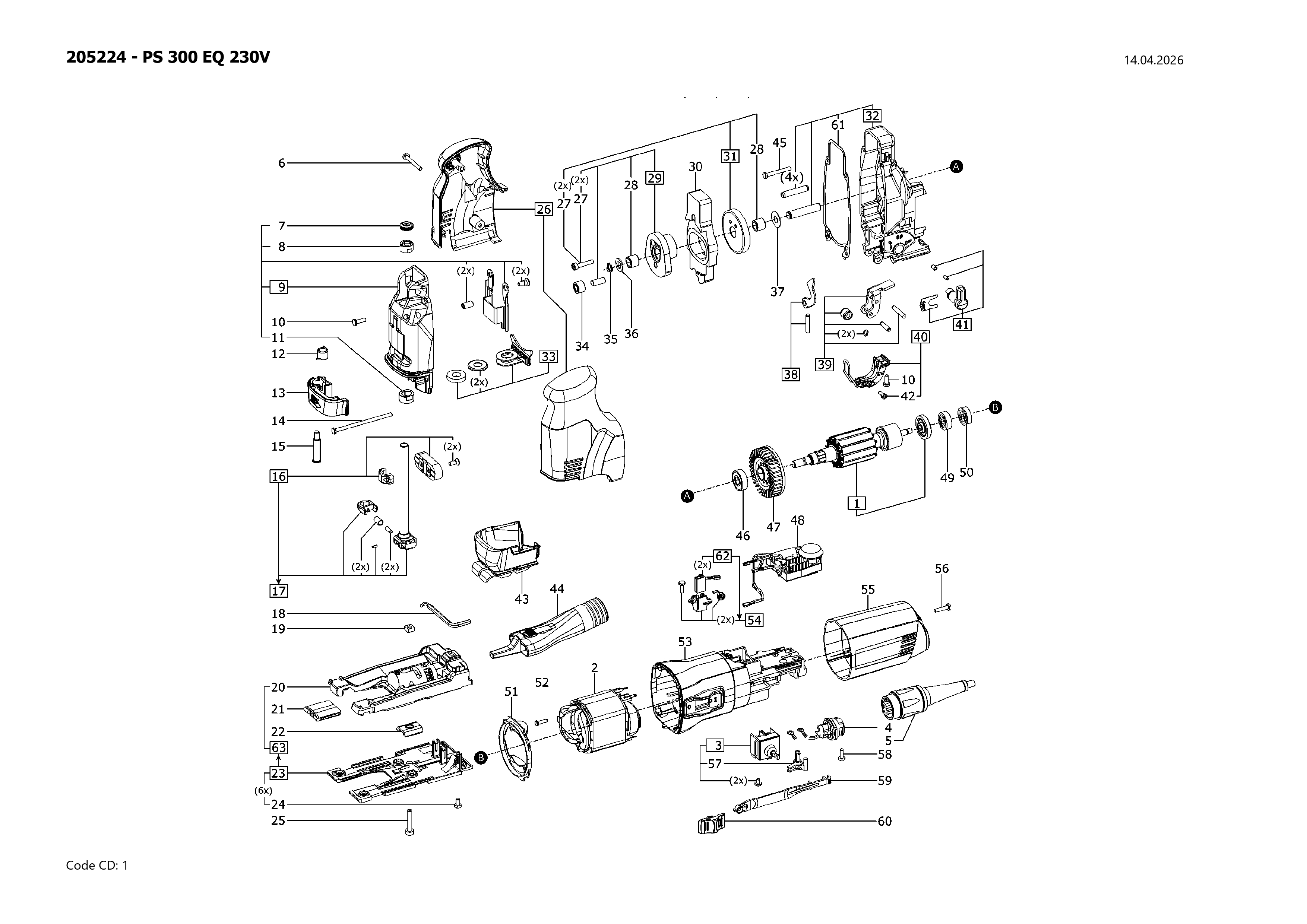 Pièces détachées scie sauteuse Festool PS 300 EQ - 205224