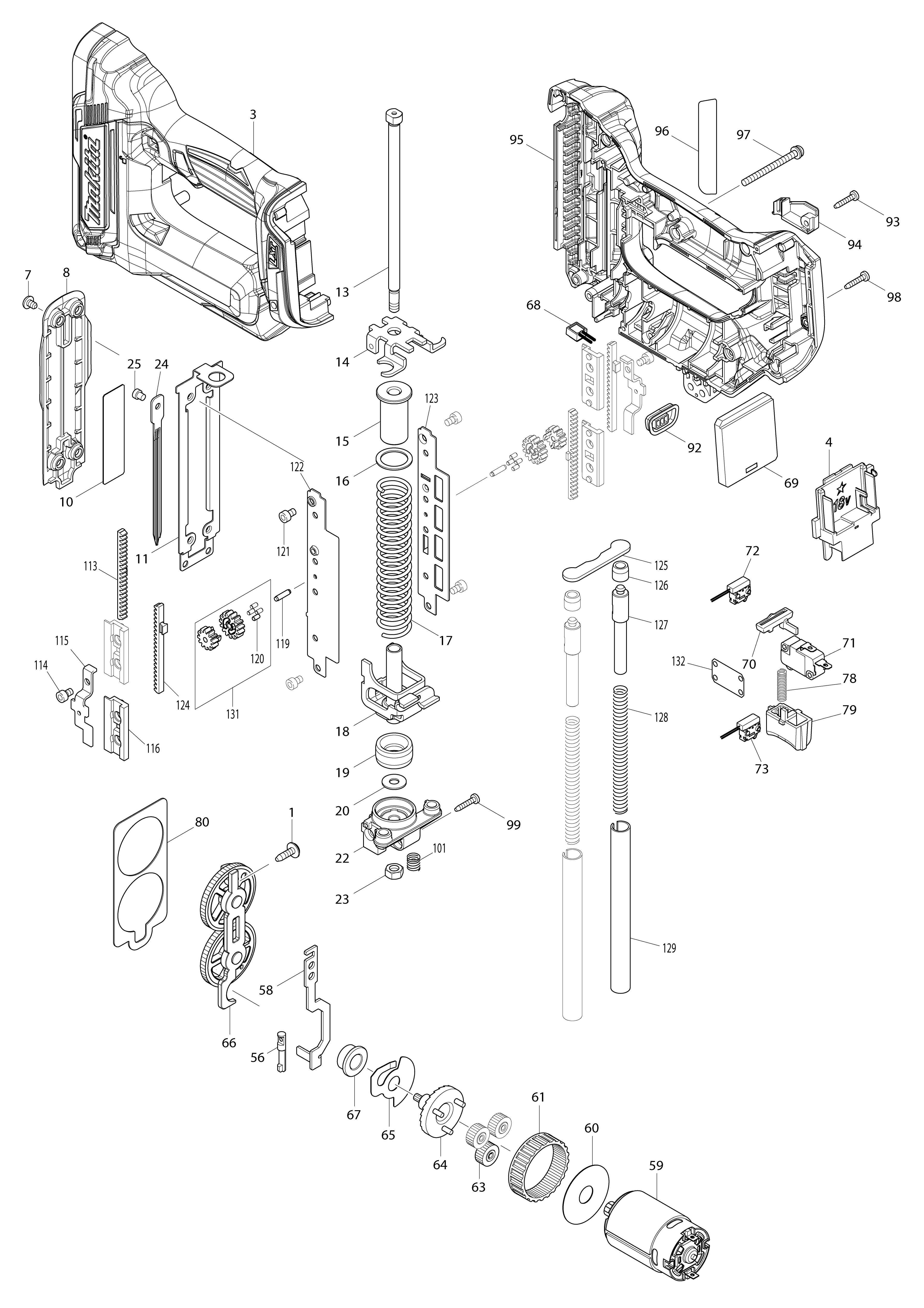Pièces détachées Cloueur Makita DPT353