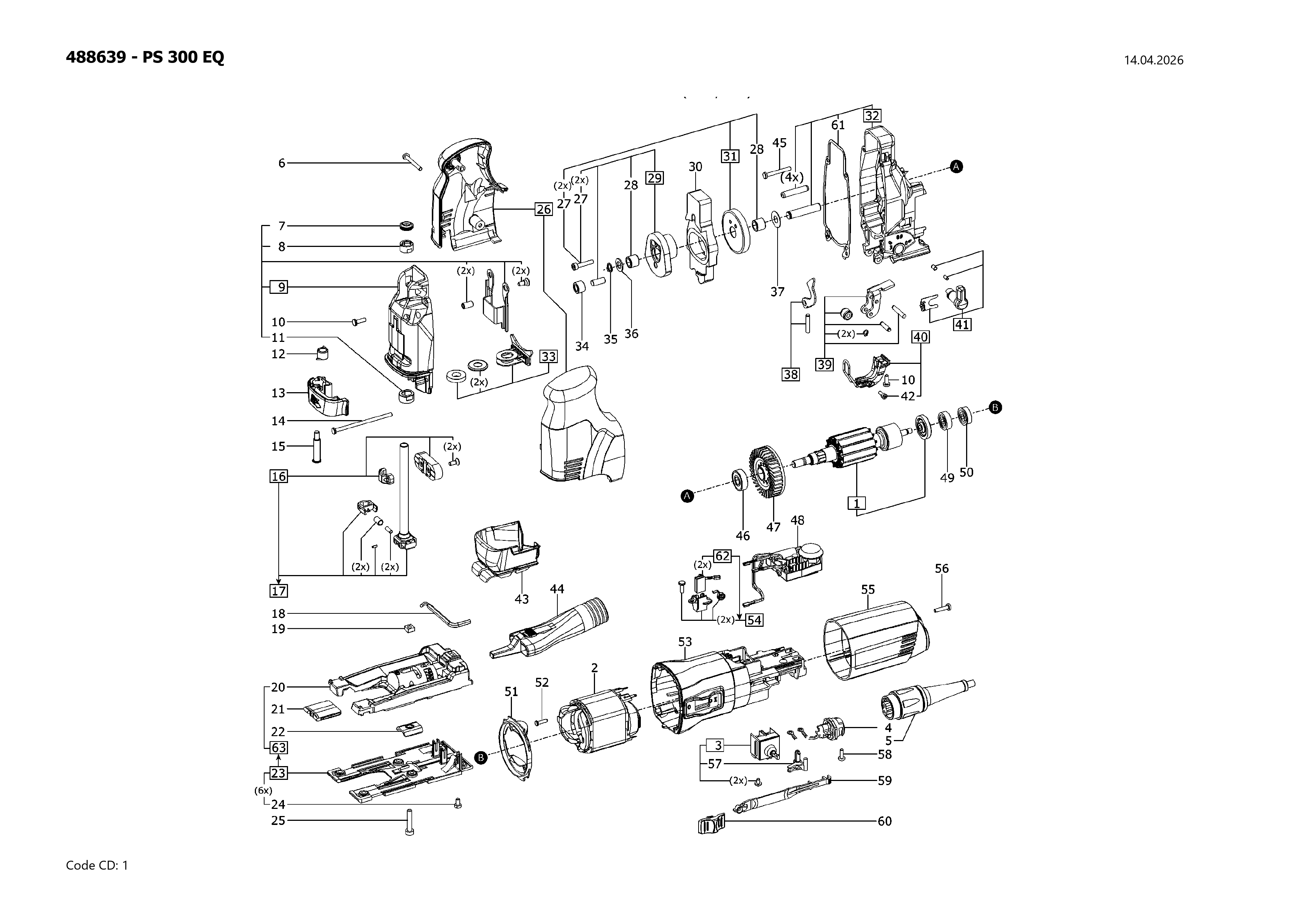Pièces détachées scie sauteuse Festool PS 300 EQ - 490422