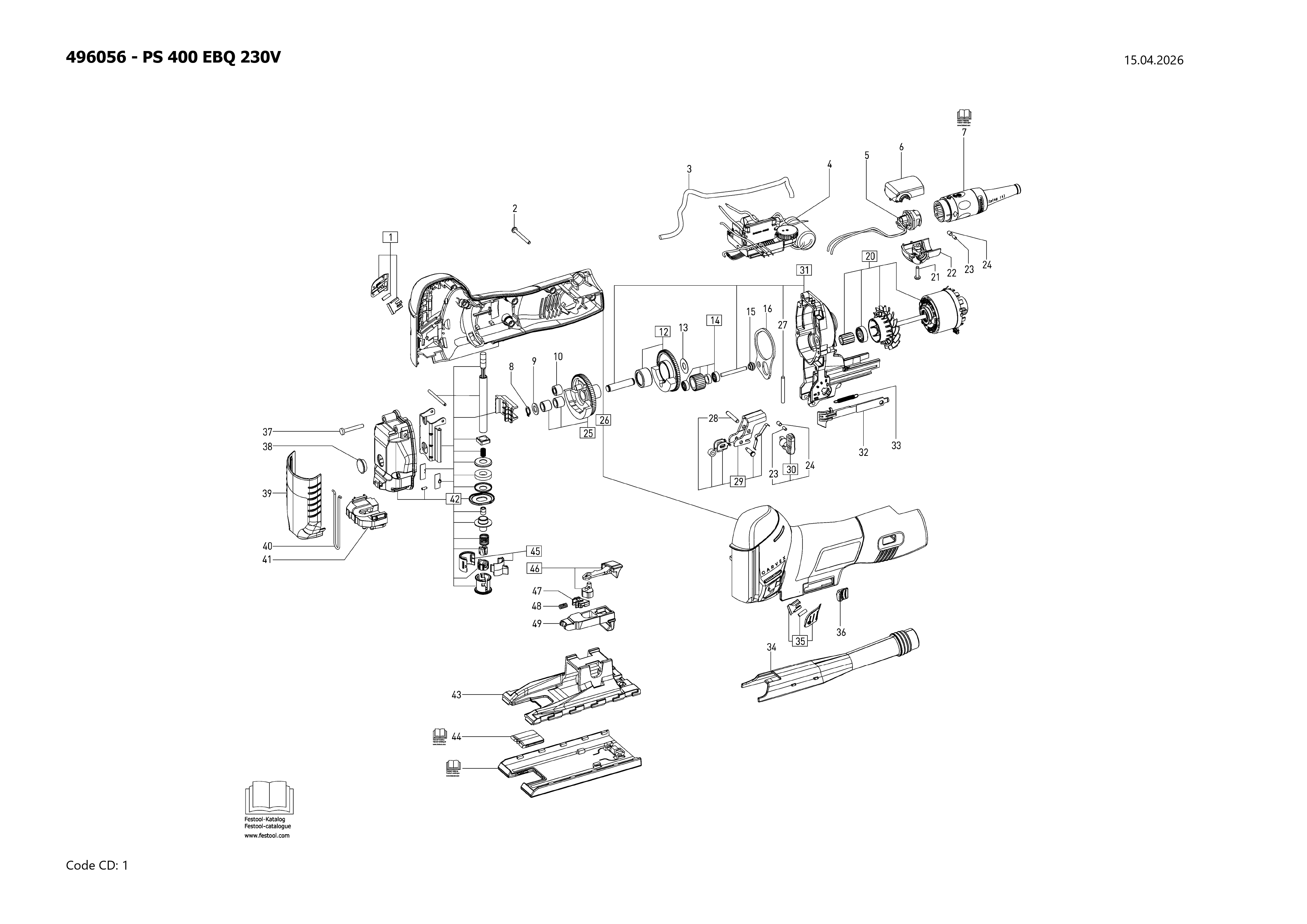Pièces détachées scie sauteuse Festool PS 400 EBQ - 496056