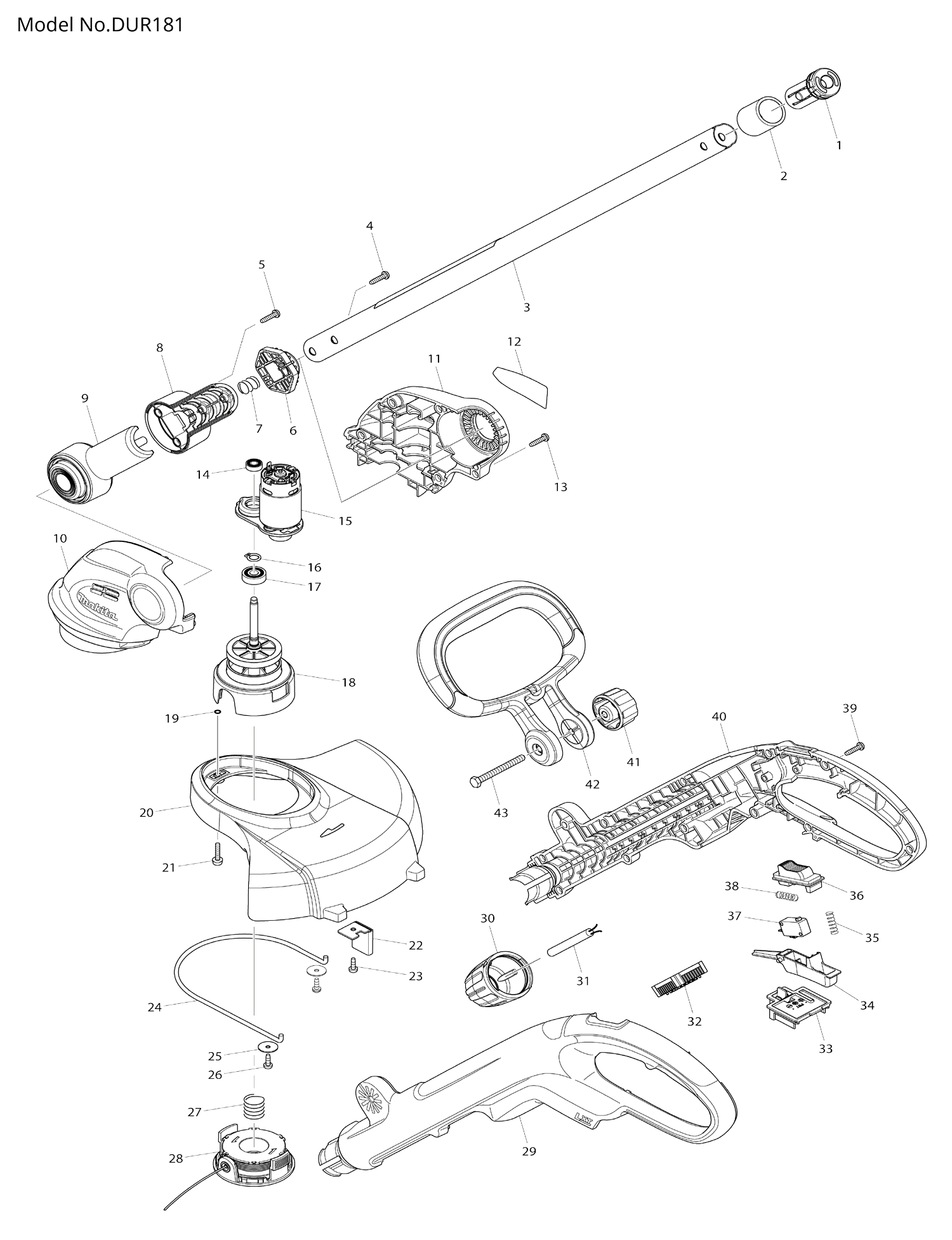 Pièces détachées coupe-herbe Makita DUR181
