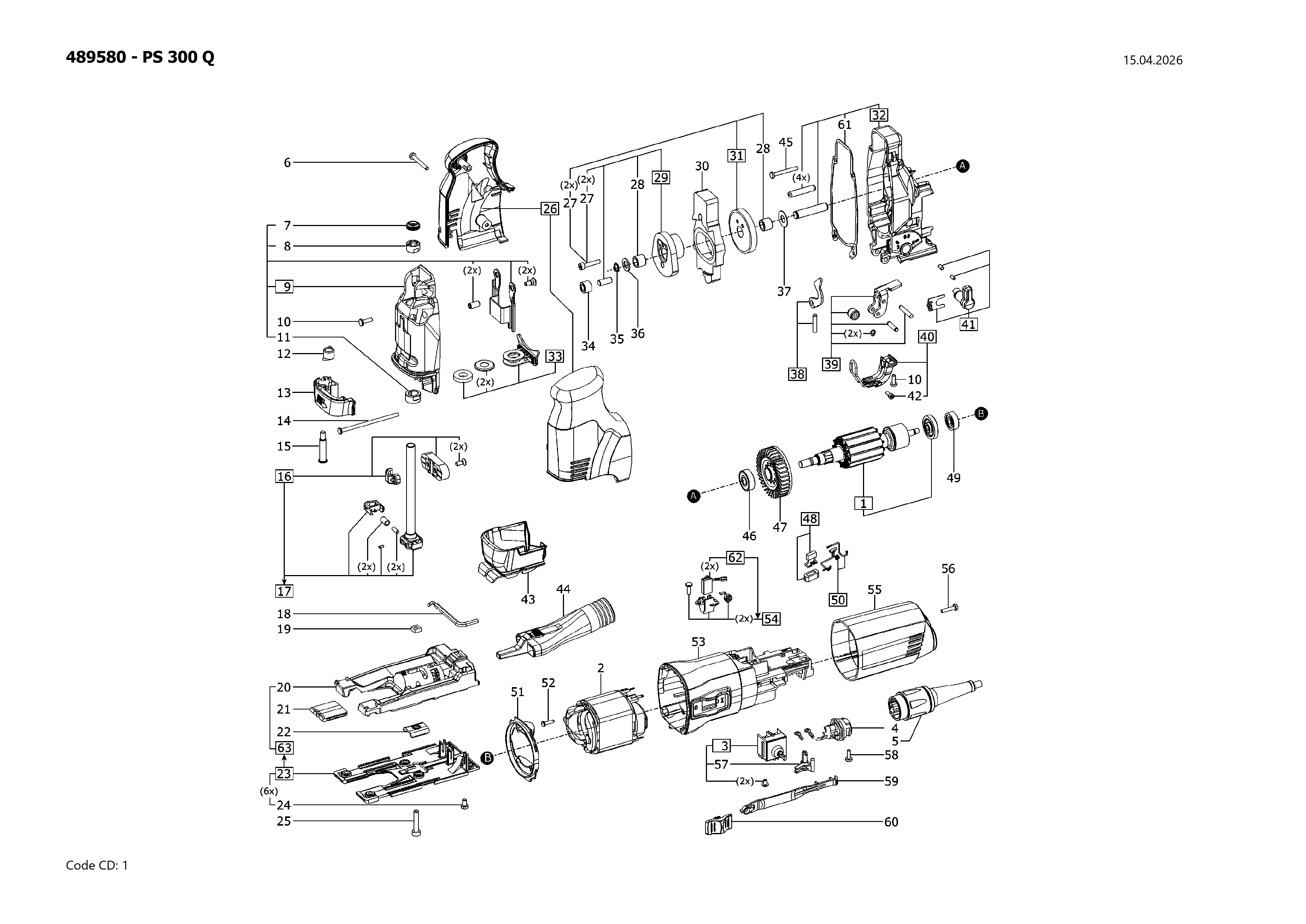 Pièces détachées scie sauteuse Festool PS 300 Q - 489580