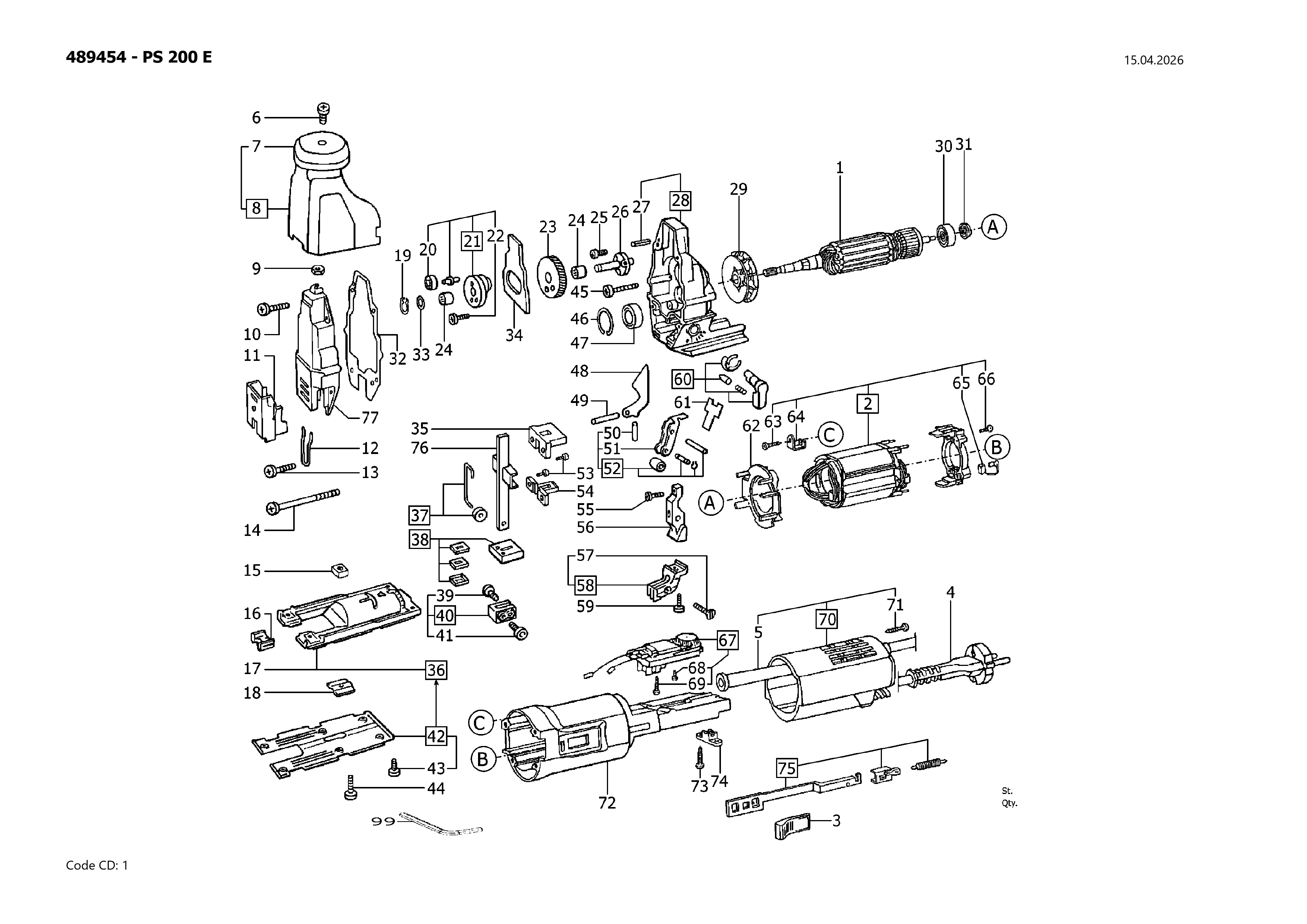 Pièces détachées scie sauteuse Festool PS 200 E - 489454