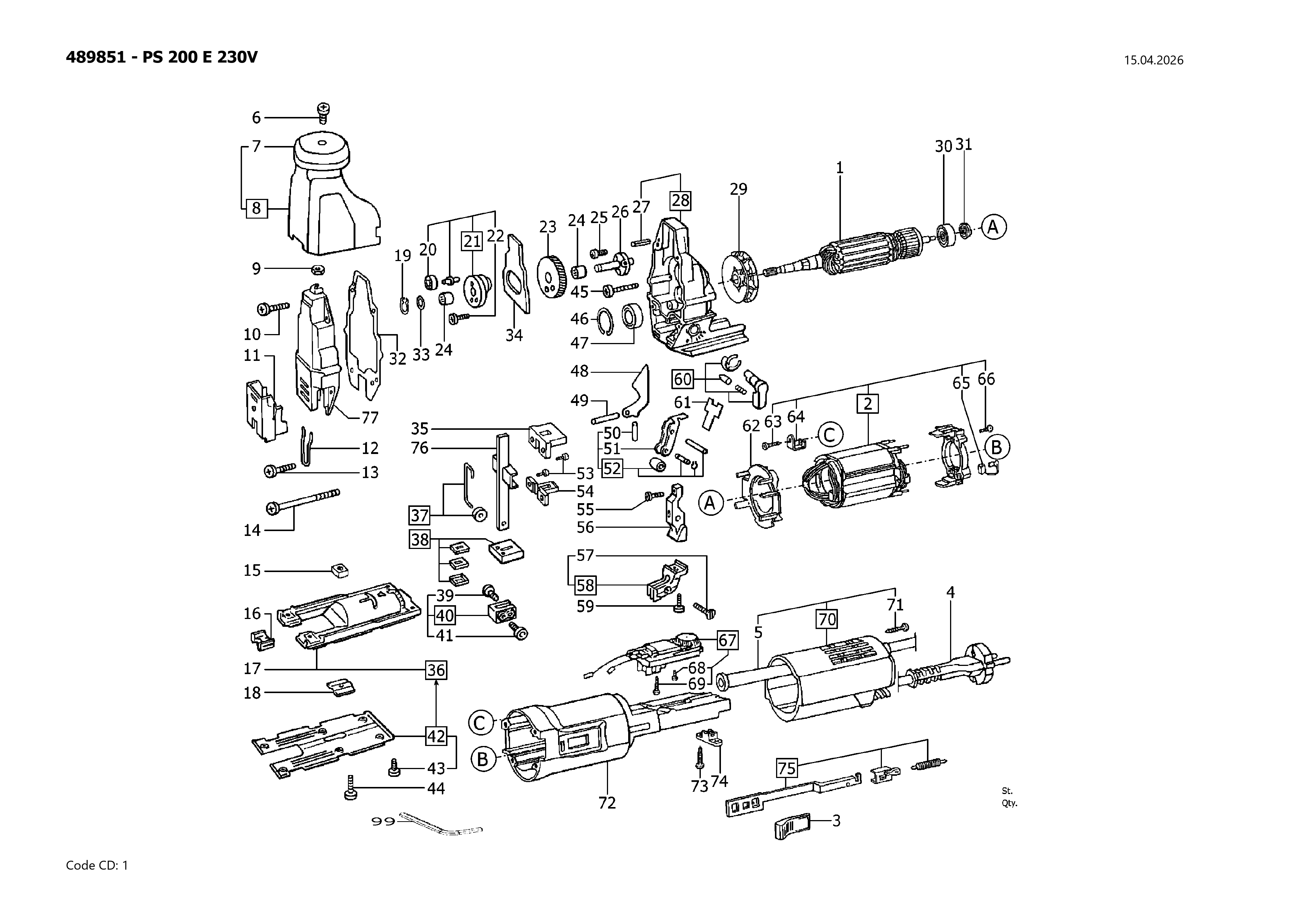 Pièces détachées scie sauteuse Festool PS 200 E - 489851