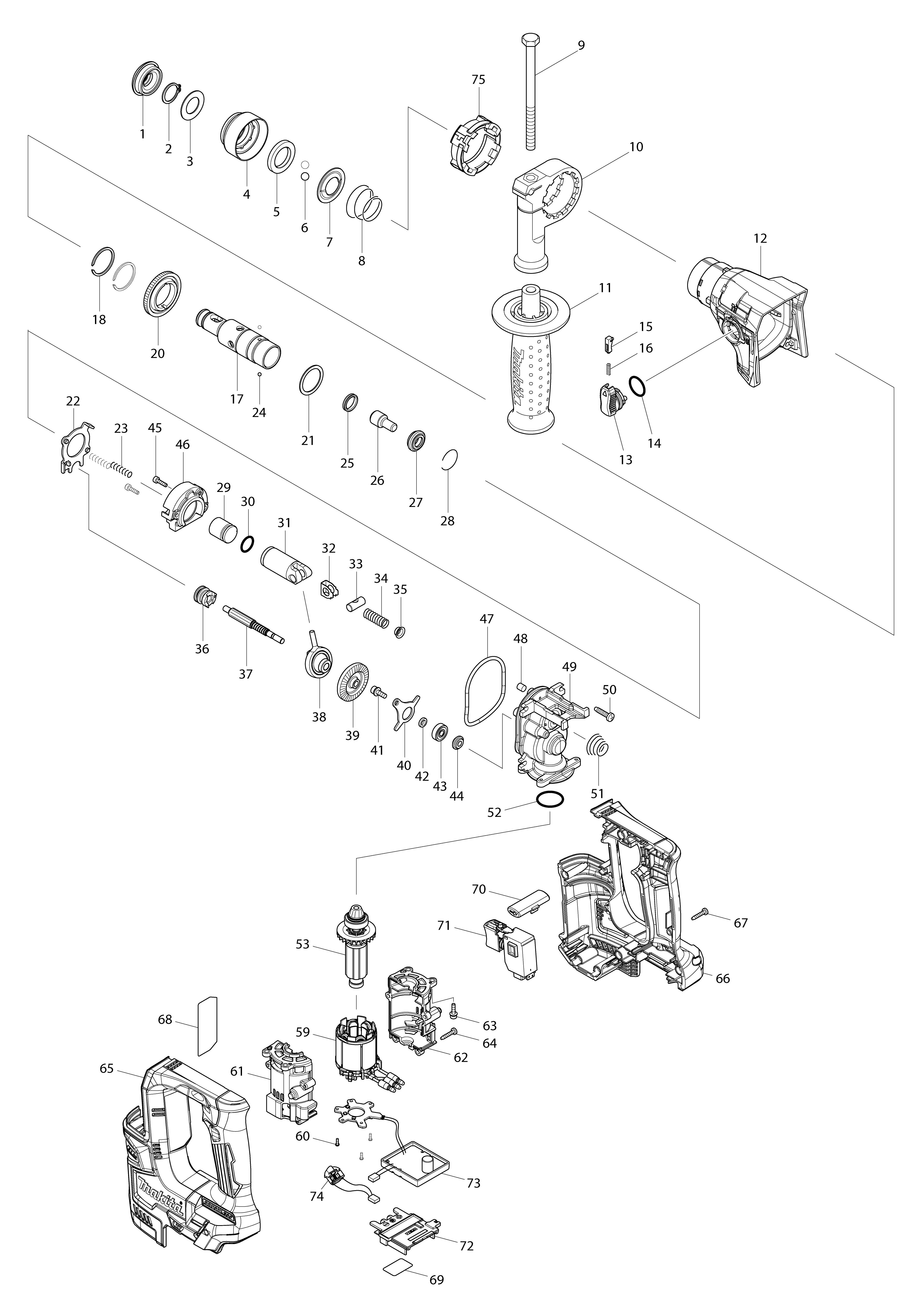 Pièces détachées Perforateur SDS-PLUS Makita DHR171