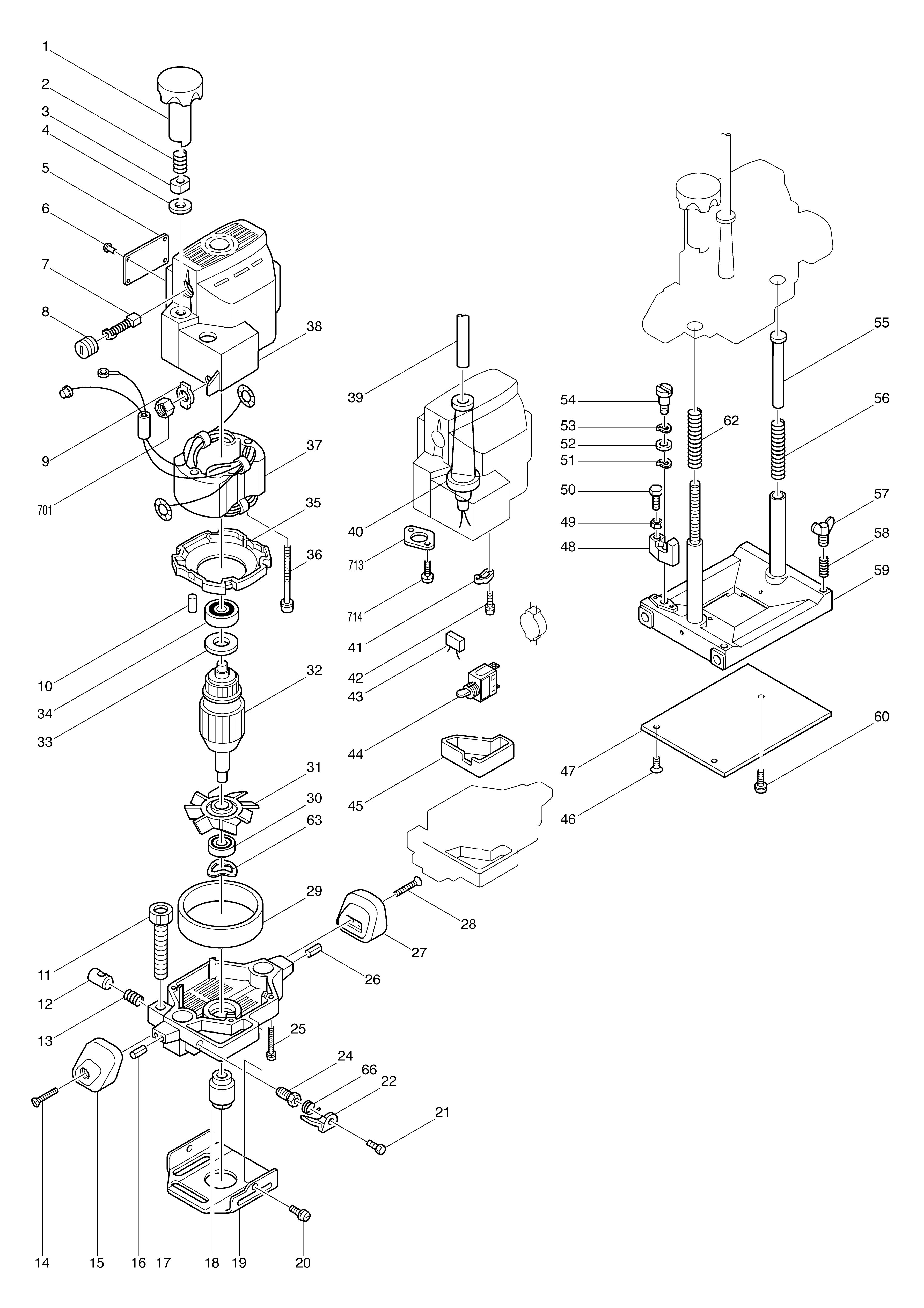 Pièces détachées Défonceuse Makita 3600B