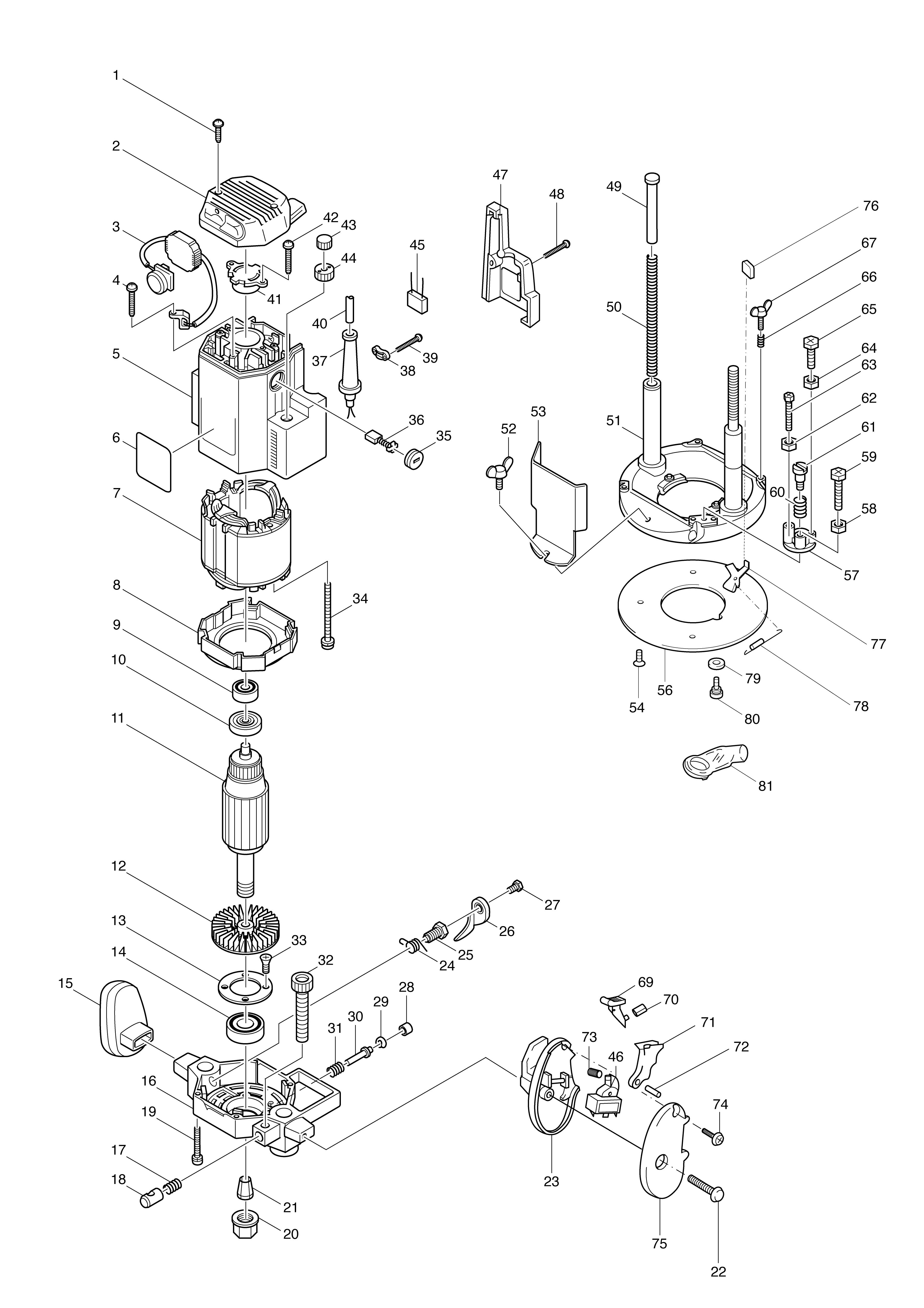 Pièces détachées Défonceuse Makita 3612C