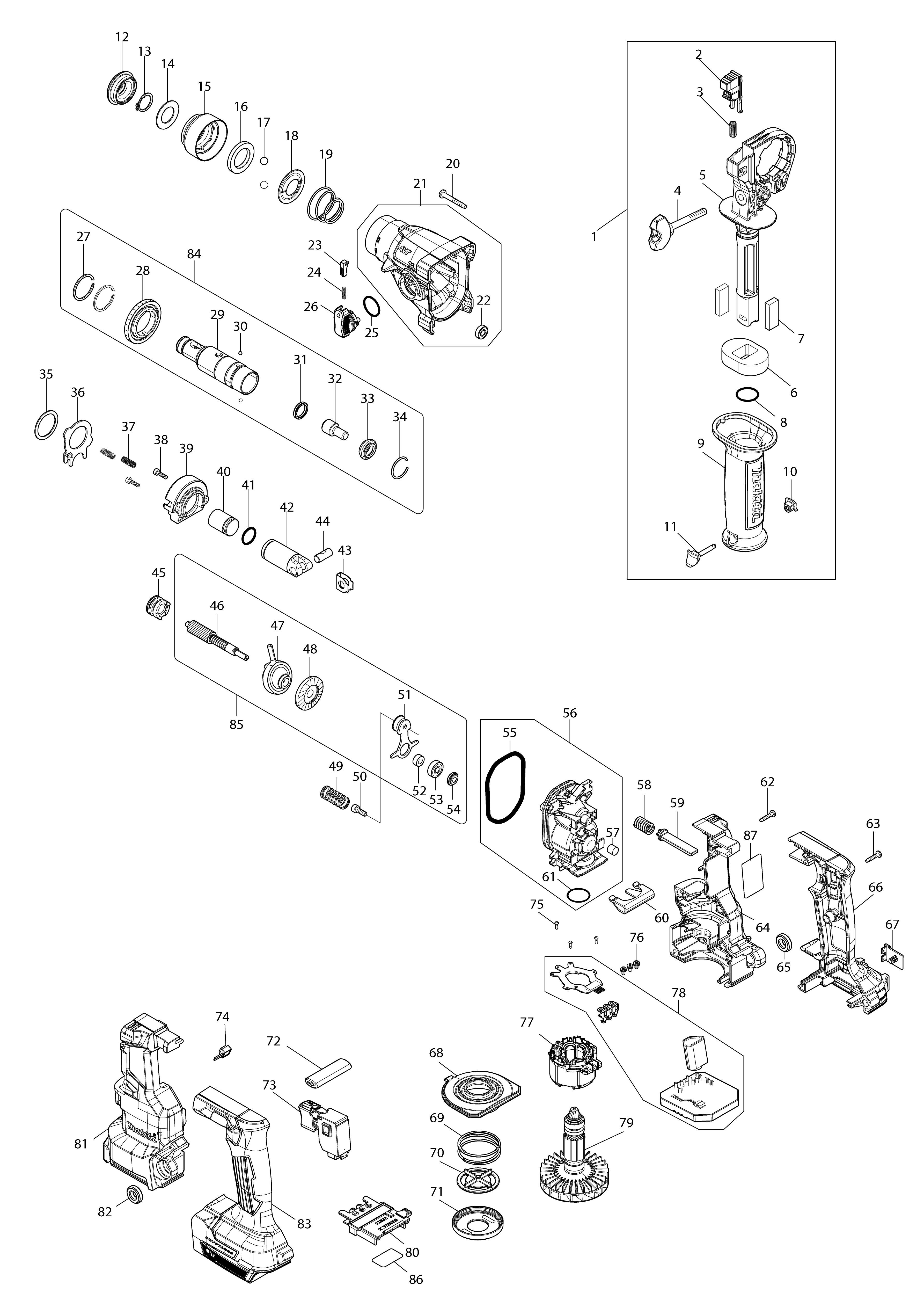 Pièces détachées Perforateur SDS-PLUS Makita DHR183