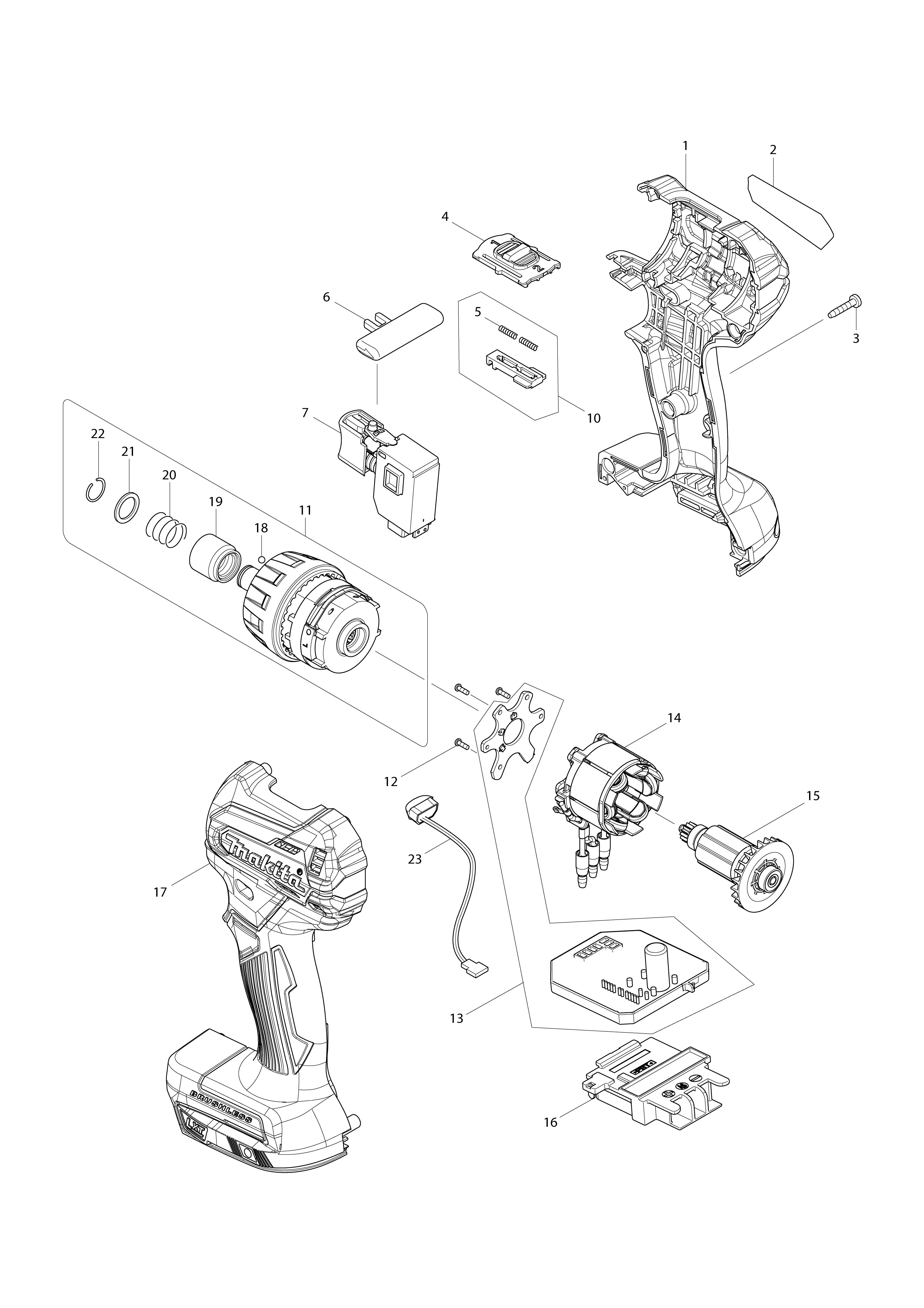 Pièces détachées Perceuse visseuse Makita DDF083