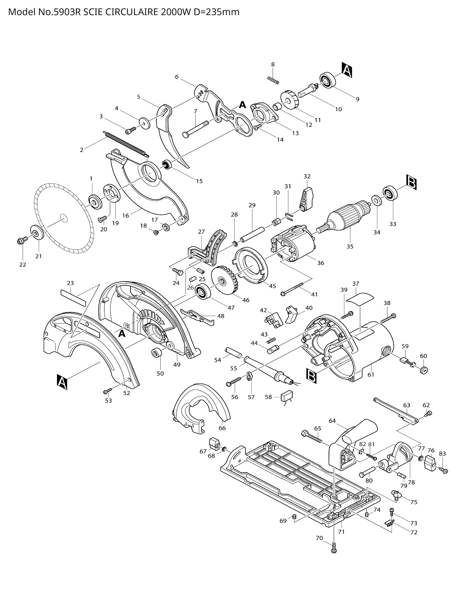 Pièces détachées scie circulaire Makita 5903R