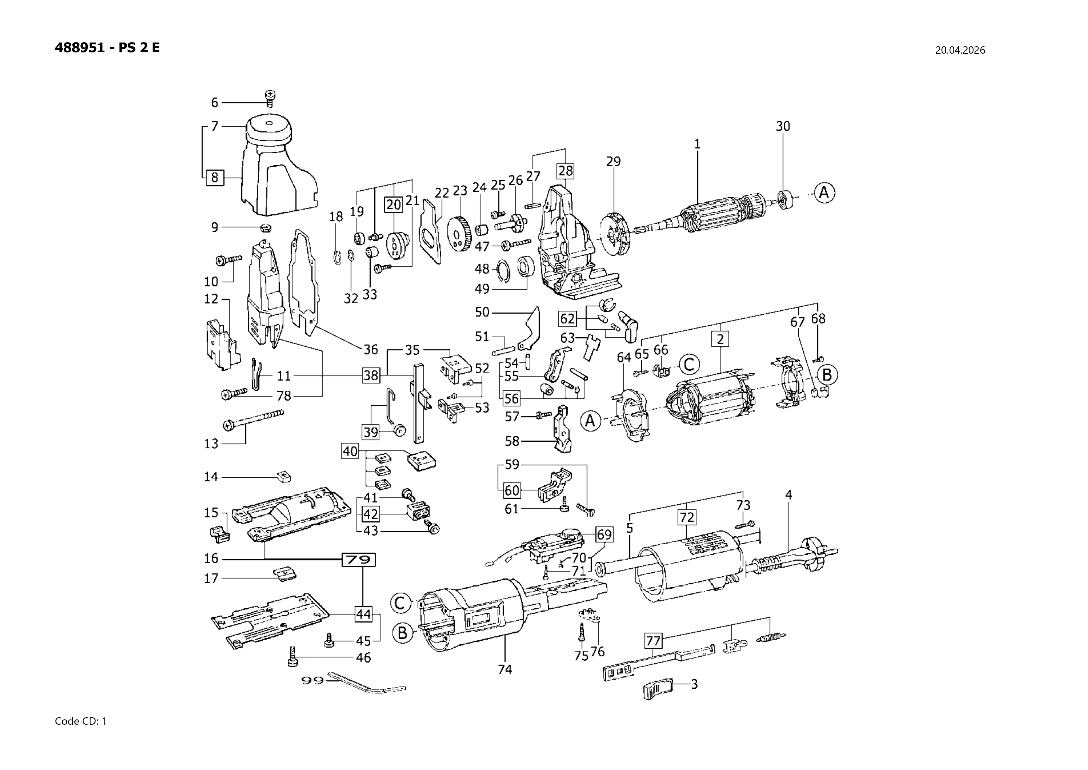 Pièces détachées scie sauteuse Festool PS 2 E - 488951