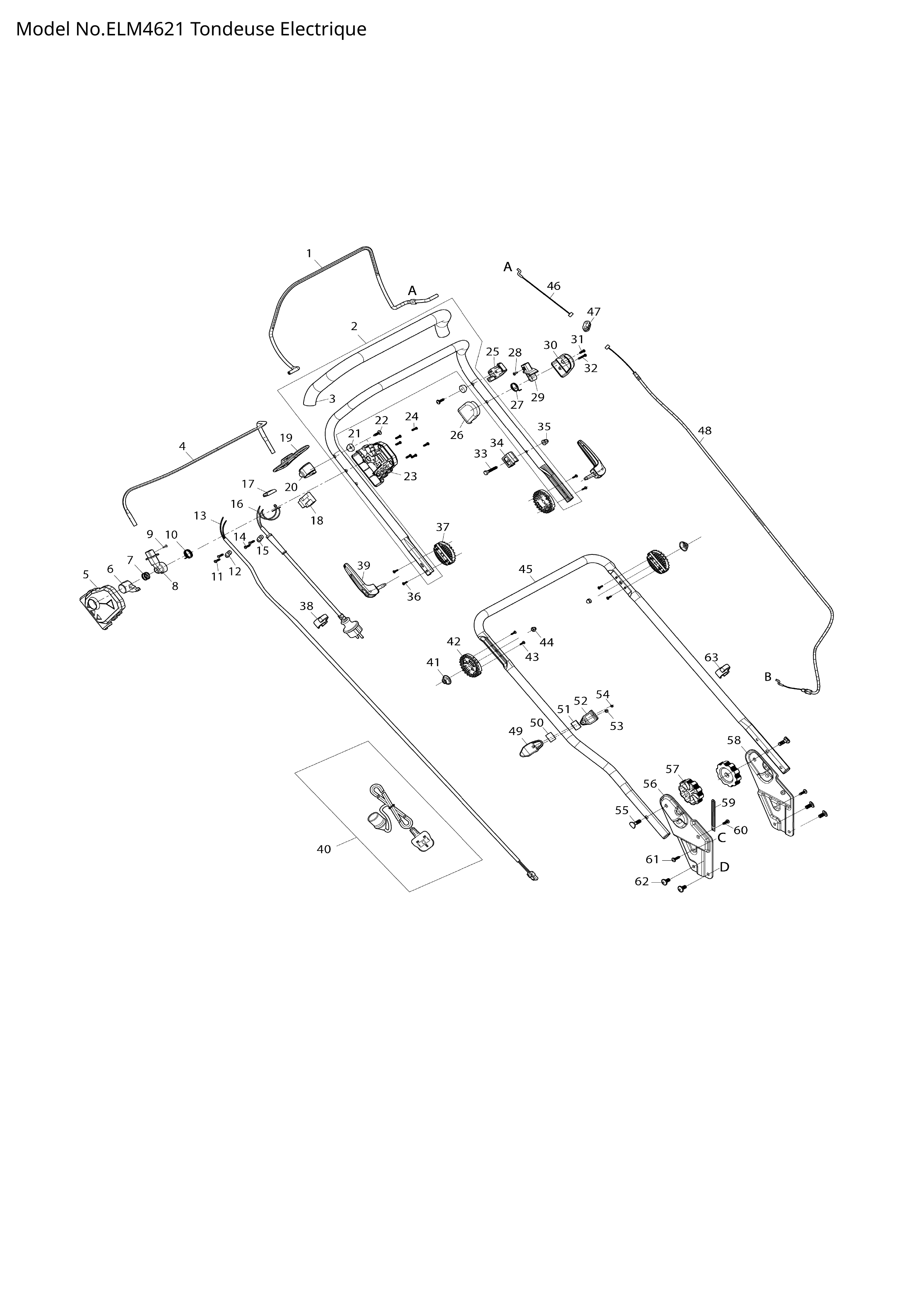 Pièces détachées tondeuse électrique Makita ELM4621