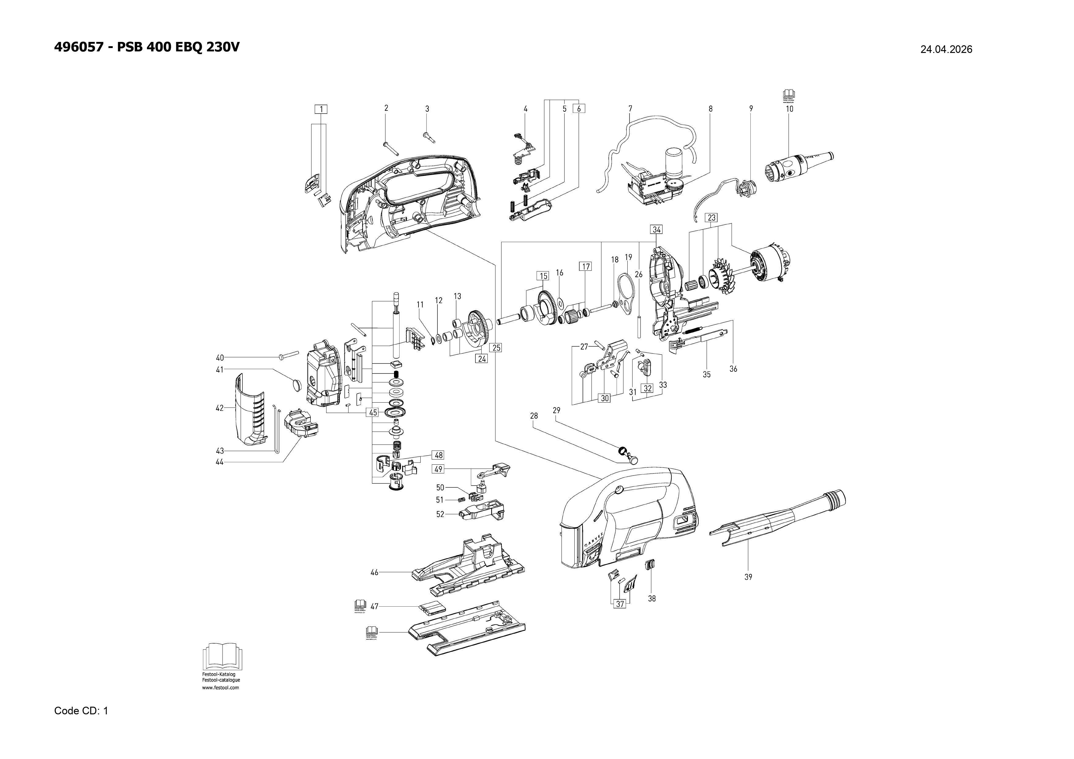 Pièces détachées scie sauteuse Festool PSB 400 EBQ - 496057
