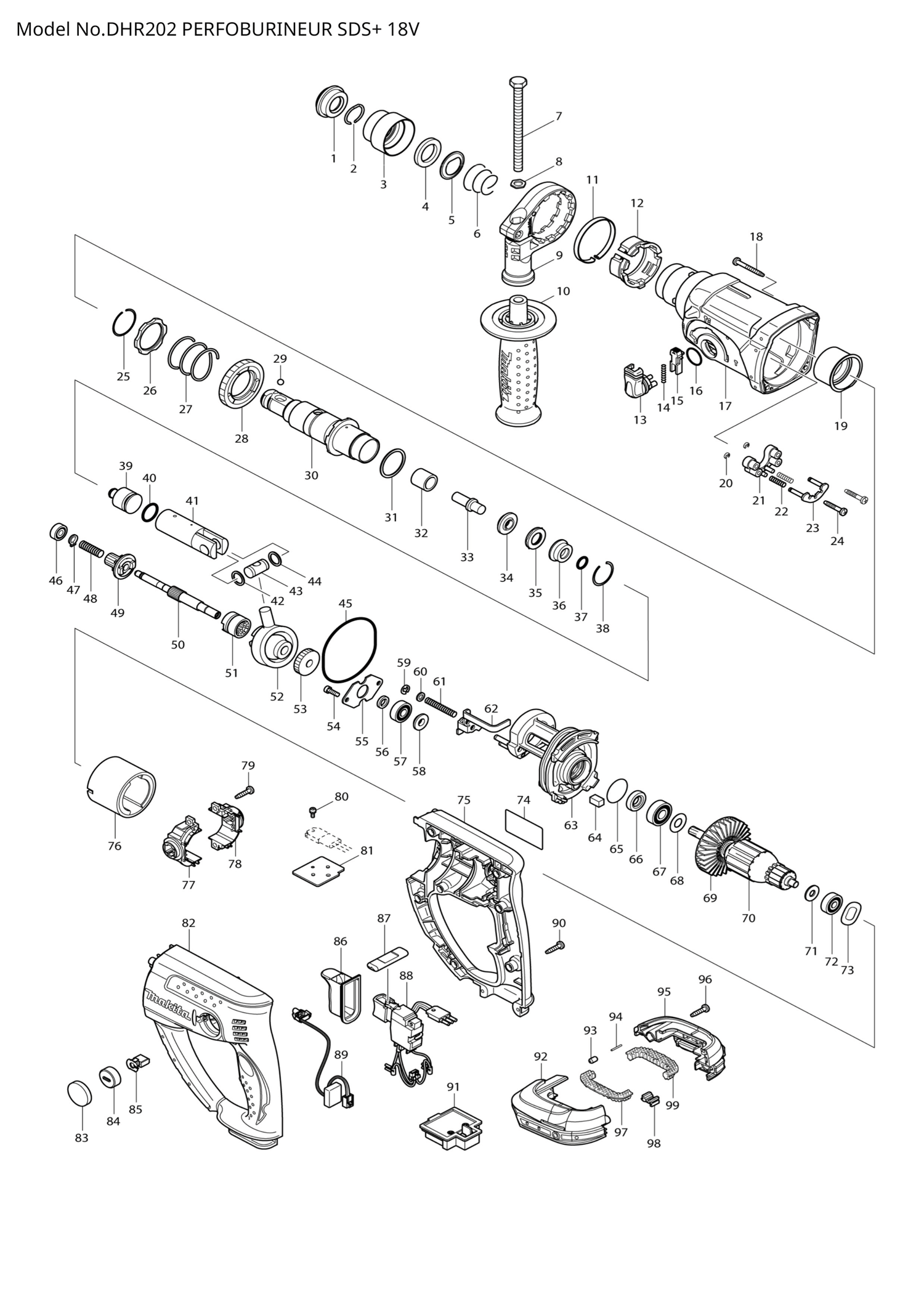 Pièces détachées perforateur Makita DHR202