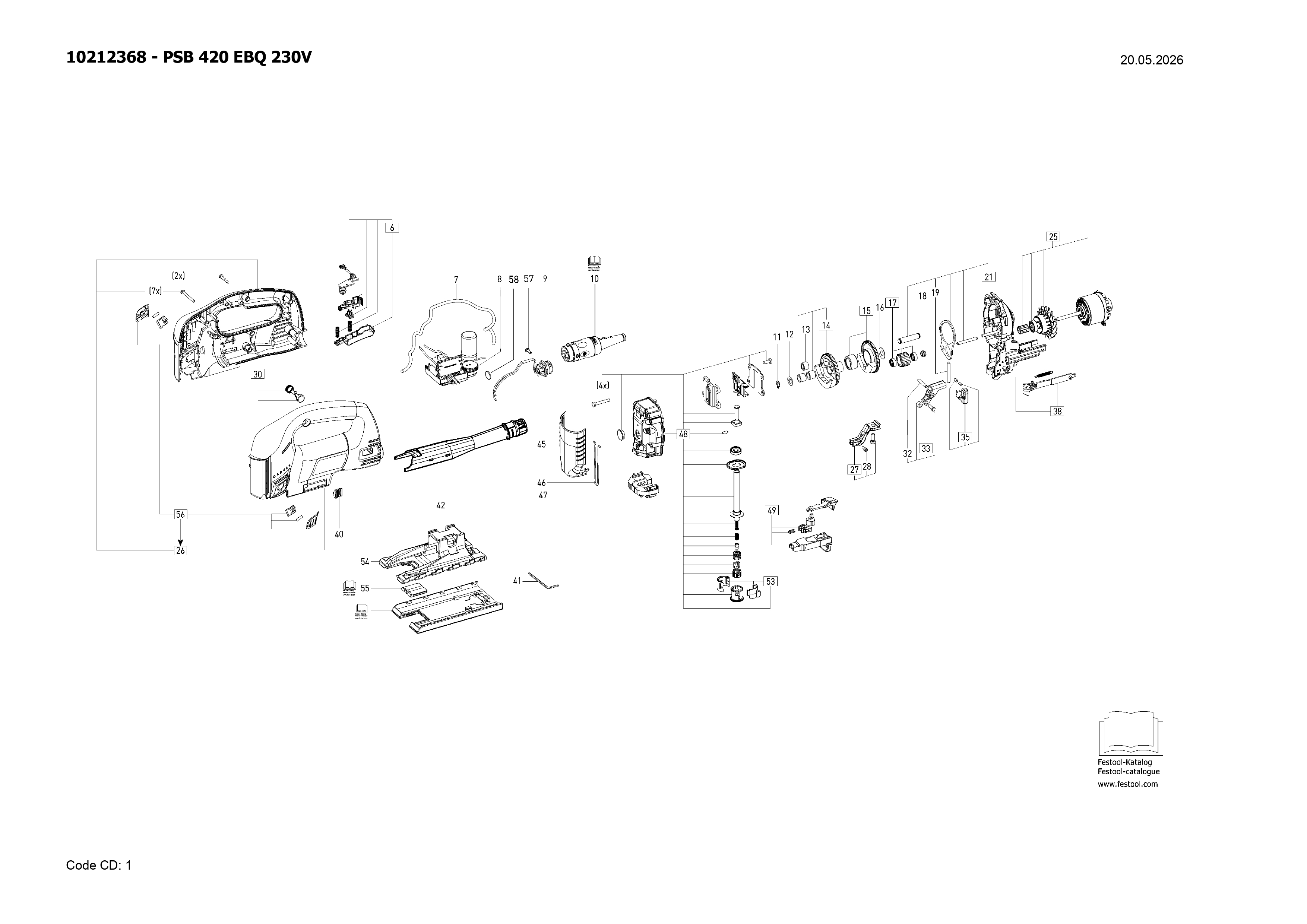 Pièces détachées scie sauteuse Festool PSB 420 EBQ - 10212368