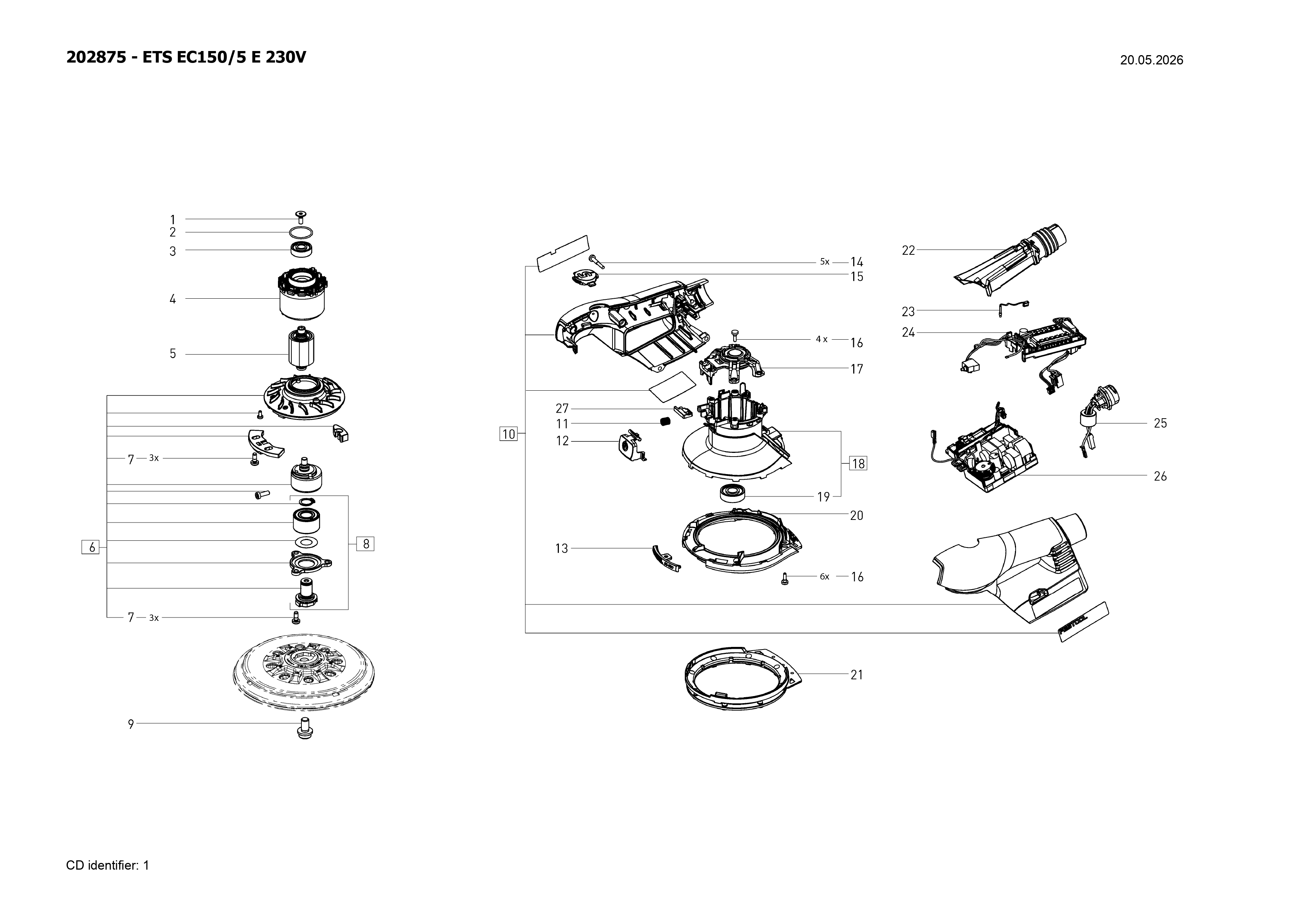 Pièces détachées Ponceuse Festool ETS EC150/5 E - 202875