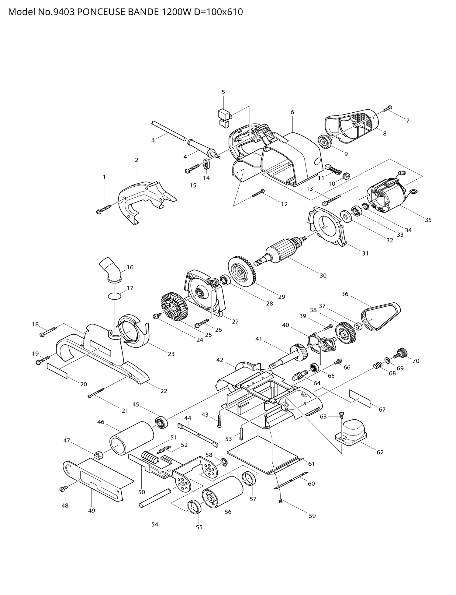 Pièces détachées ponceuse à bande Makita 9403