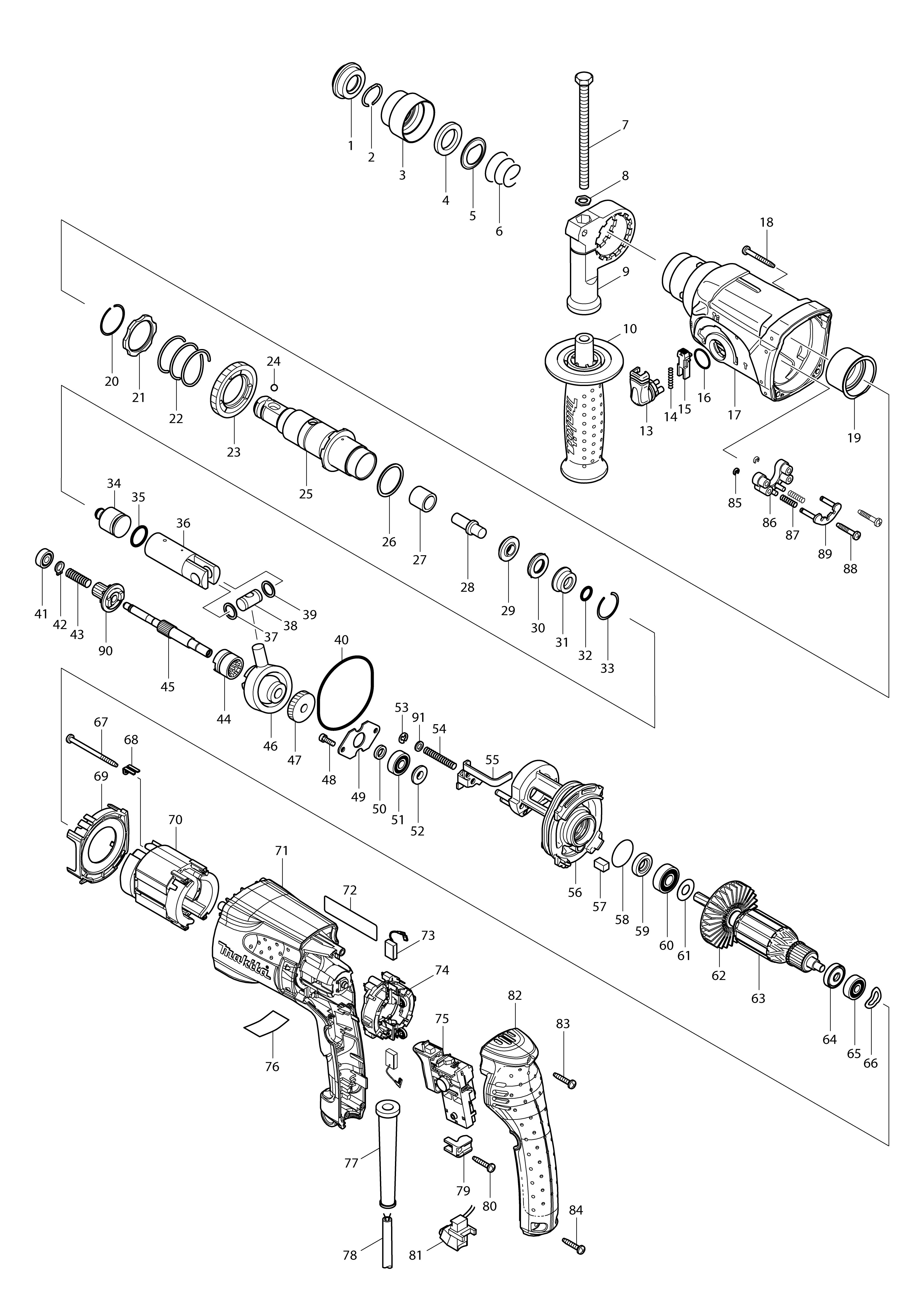 Pièces détachées Perfo-burineur SDS-plus Makita HR2470F